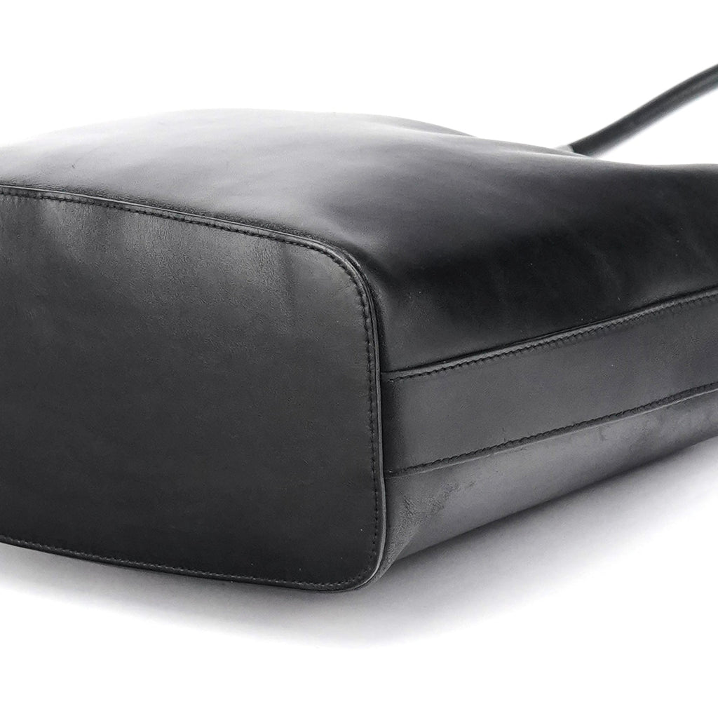 Black Calfskin Leather Shoulder Bag