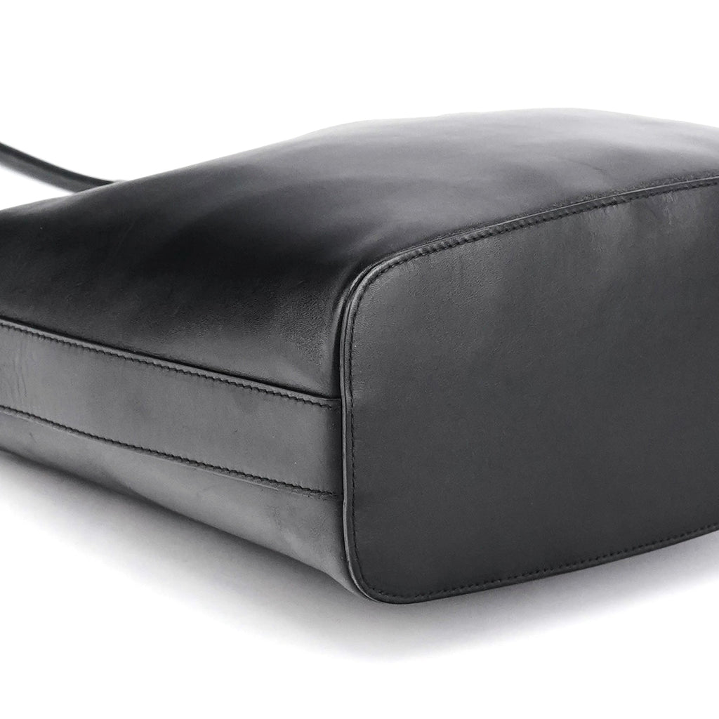 Black Calfskin Leather Shoulder Bag