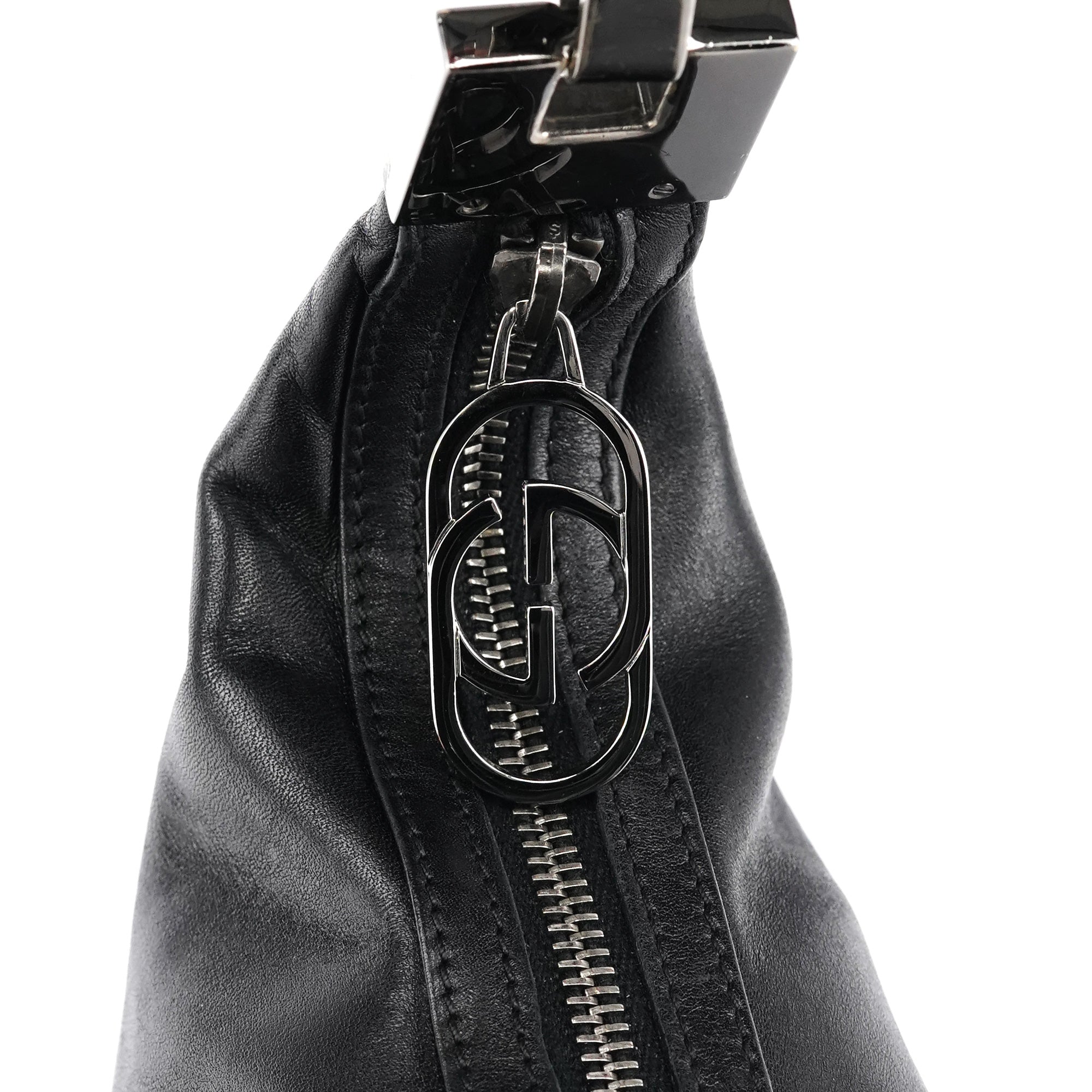 Black Calfskin Leather Shoulder Bag
