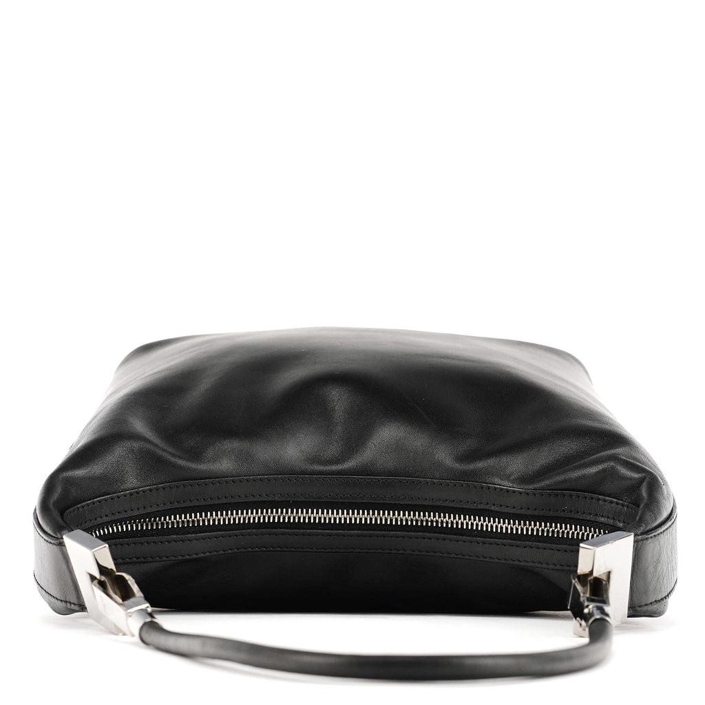 Black Calfskin Leather Shoulder Bag