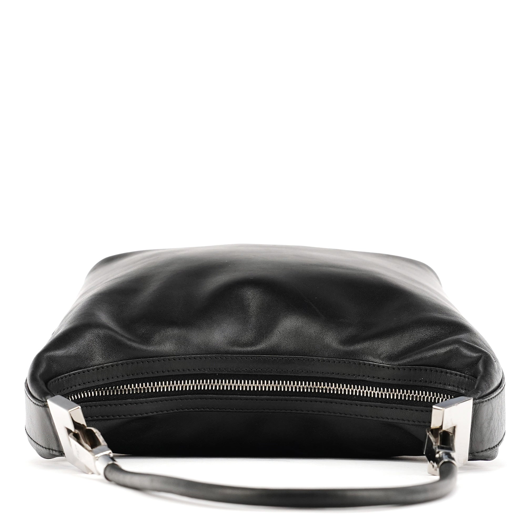 Black Calfskin Leather Shoulder Bag