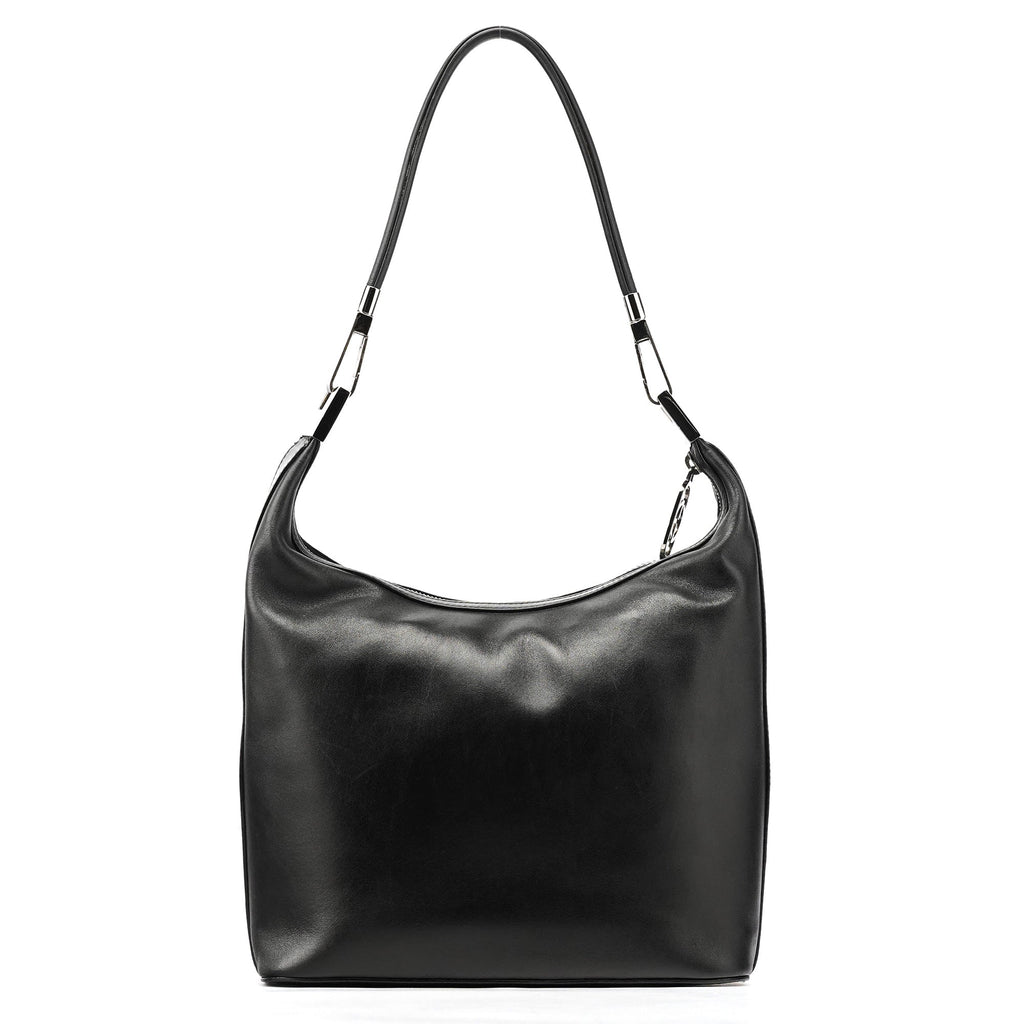 Black Calfskin Leather Shoulder Bag