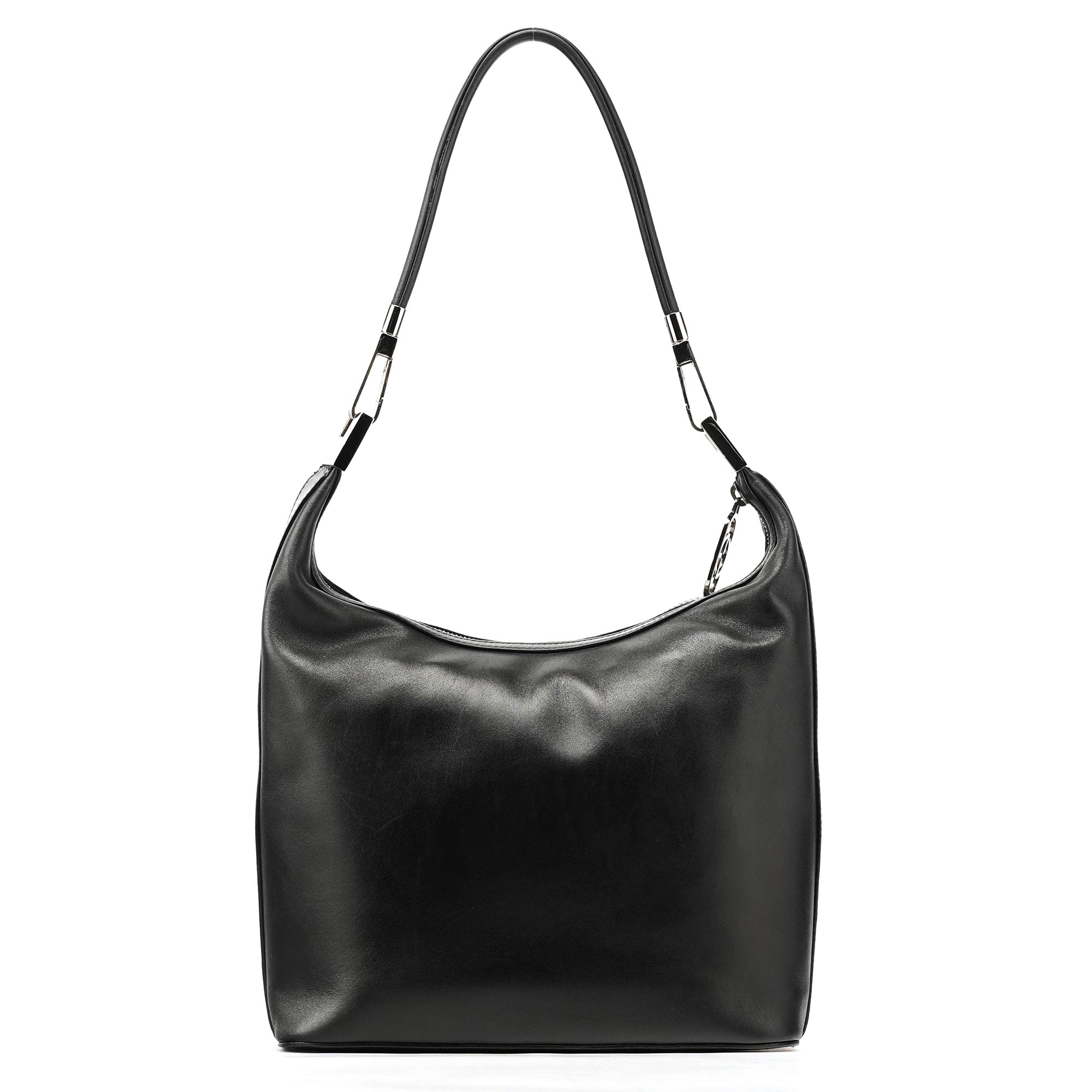 Black Calfskin Leather Shoulder Bag
