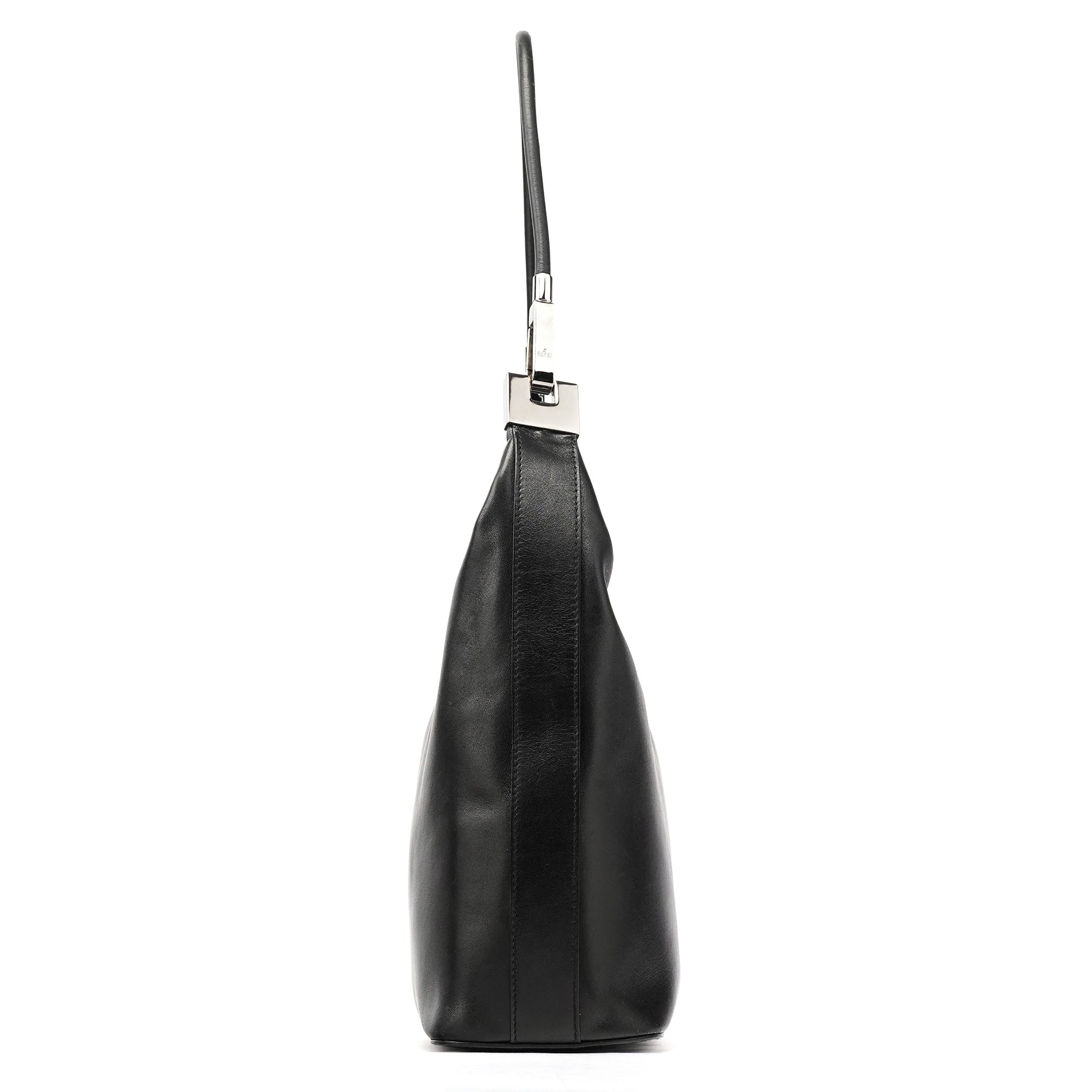 Black Calfskin Leather Shoulder Bag