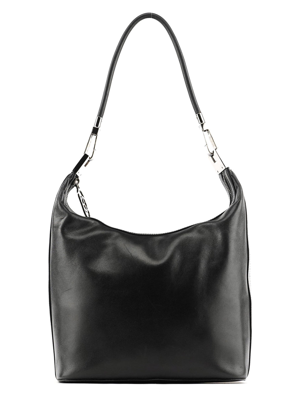 Black Calfskin Leather Shoulder Bag