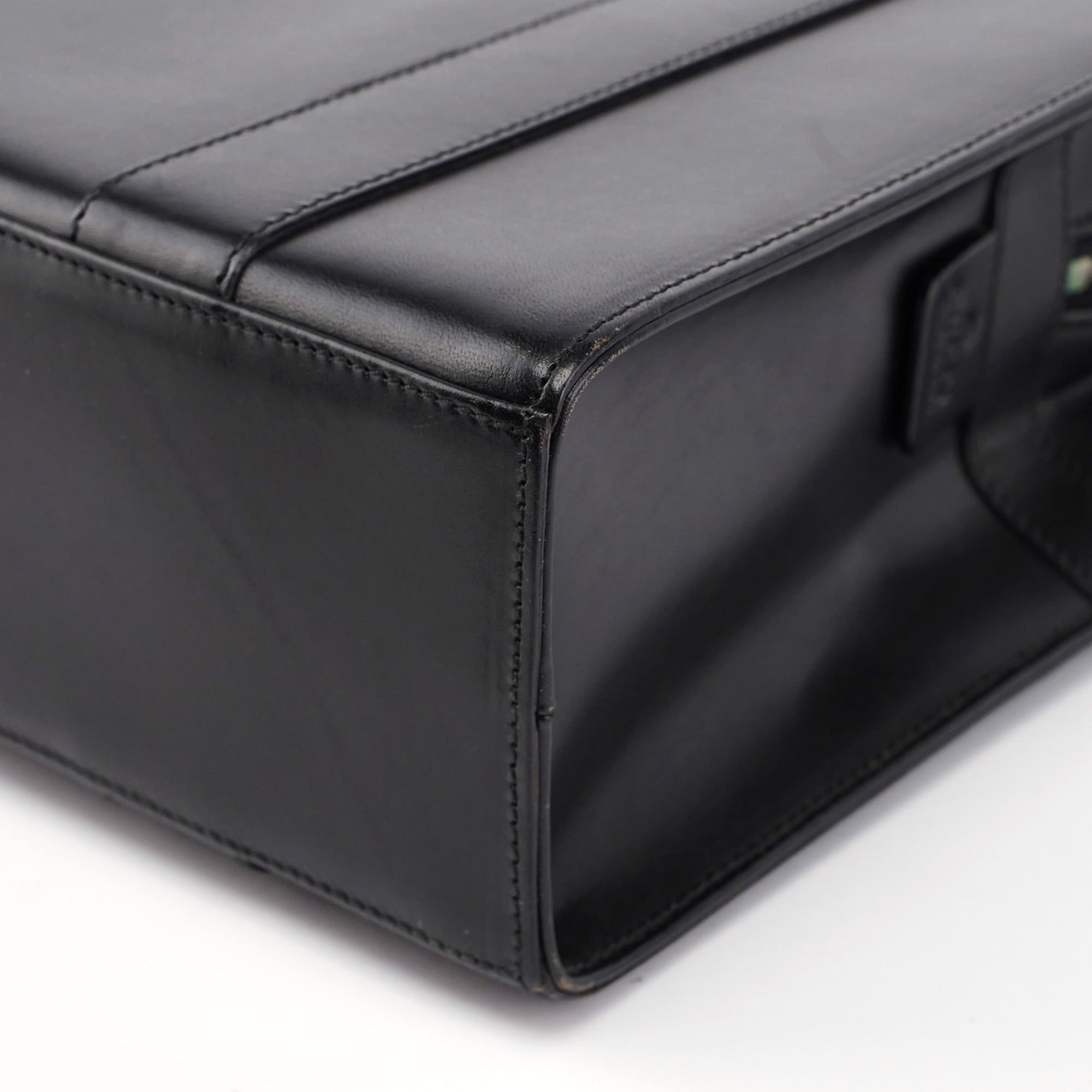 Black Calfskin Plaque Tote Bag
