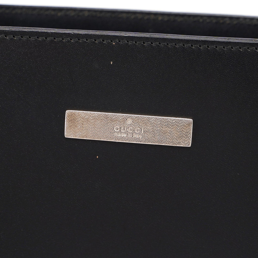 Black Calfskin Plaque Tote Bag
