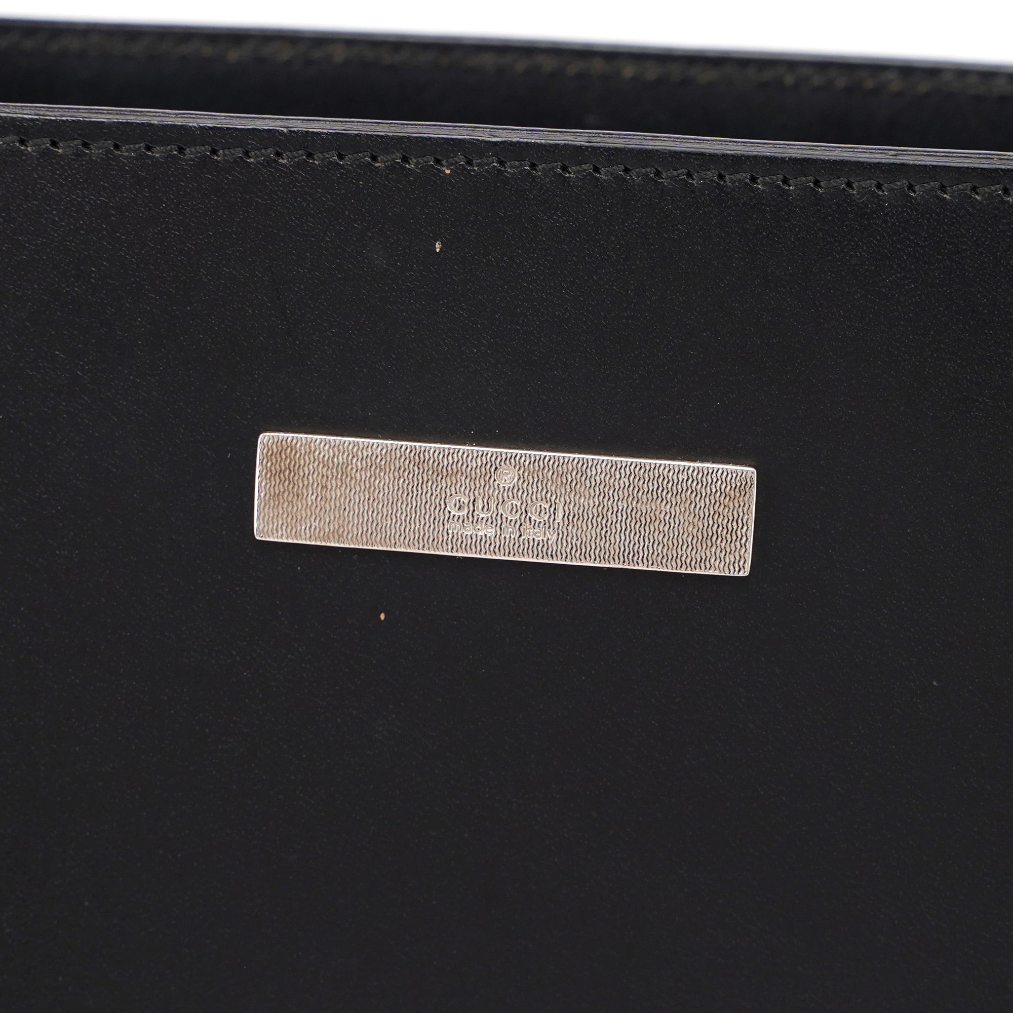 Black Calfskin Plaque Tote Bag