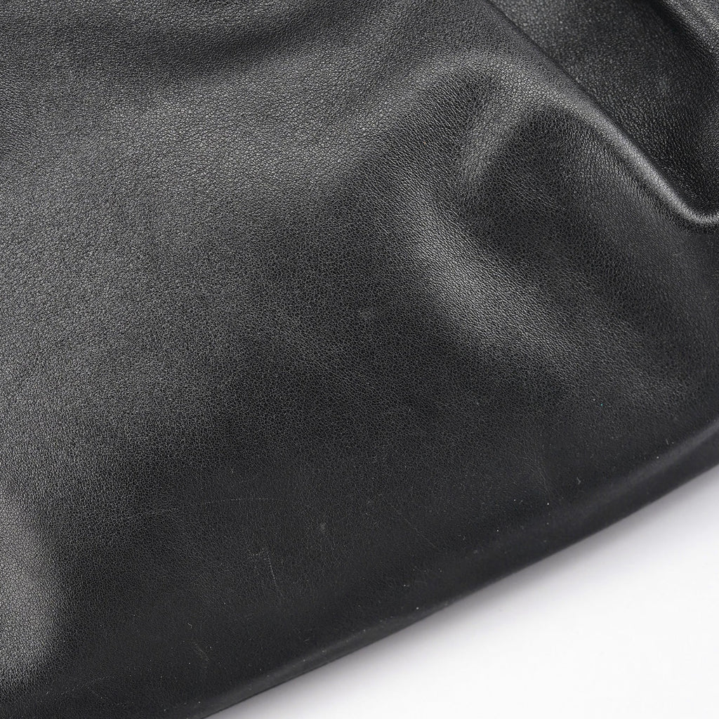 Black Calfskin Ruched Shoulder Bag