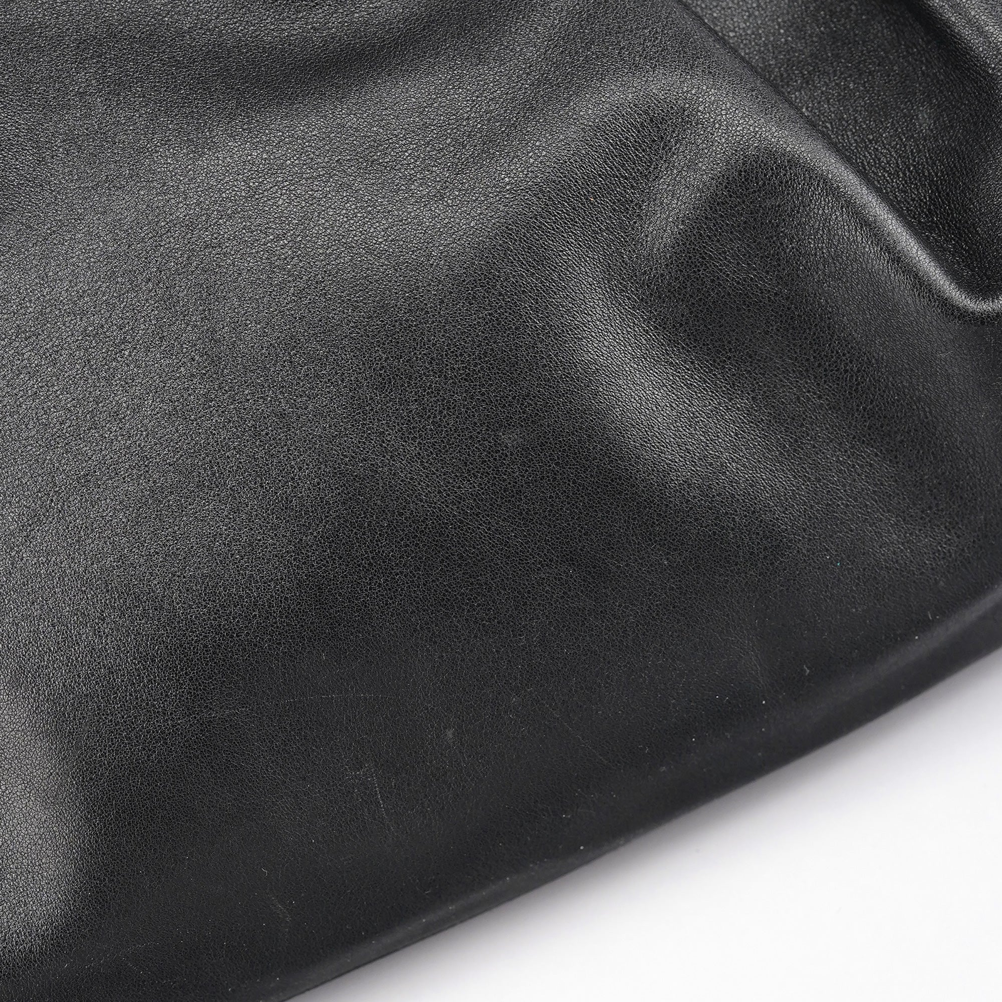 Black Calfskin Ruched Shoulder Bag