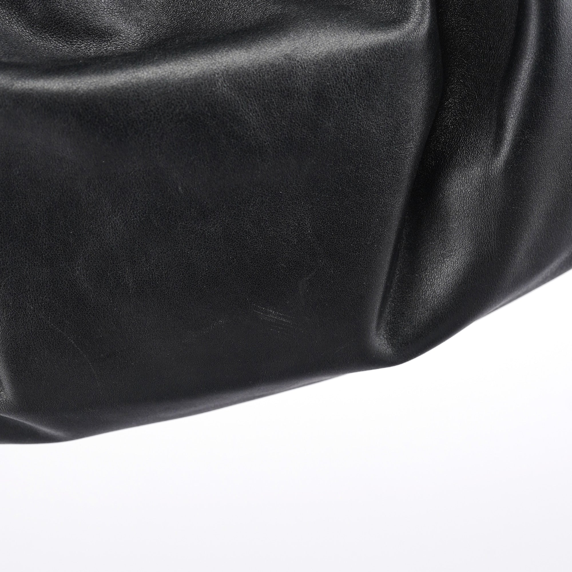 Black Calfskin Ruched Shoulder Bag