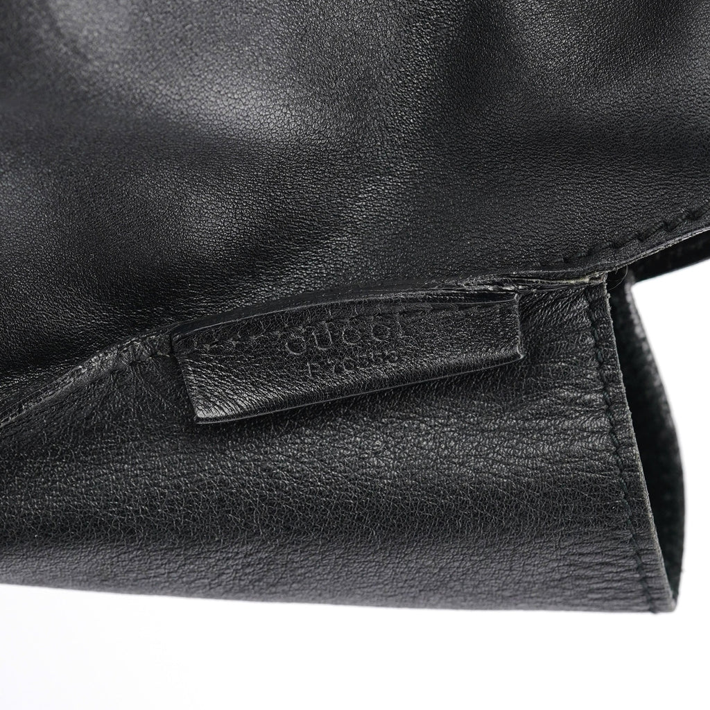 Black Calfskin Ruched Shoulder Bag