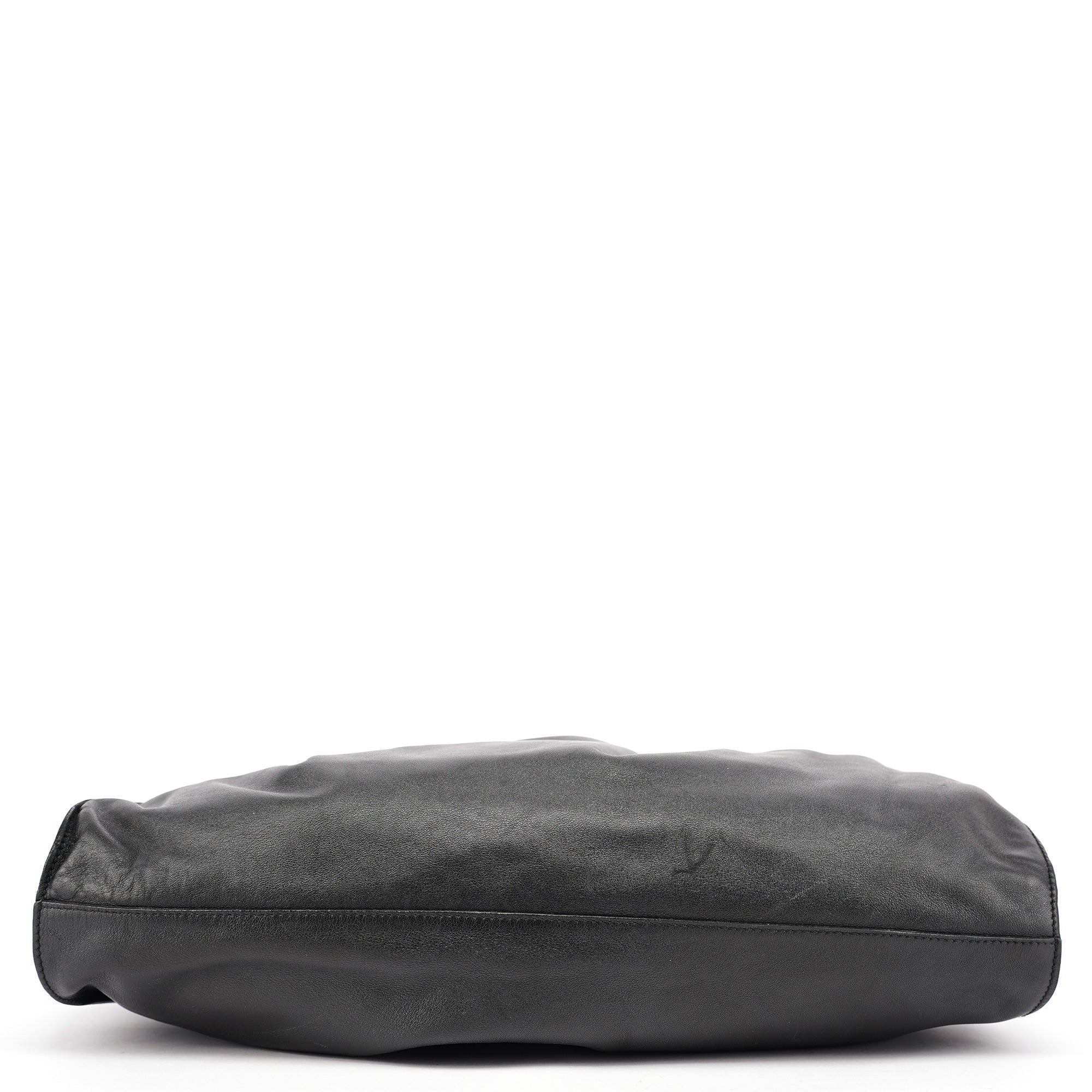 Black Calfskin Ruched Shoulder Bag