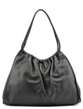 Black Calfskin Ruched Shoulder Bag