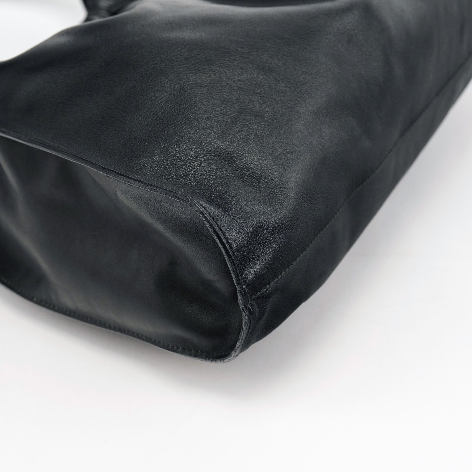 Black Calfskin Shoulder Bag