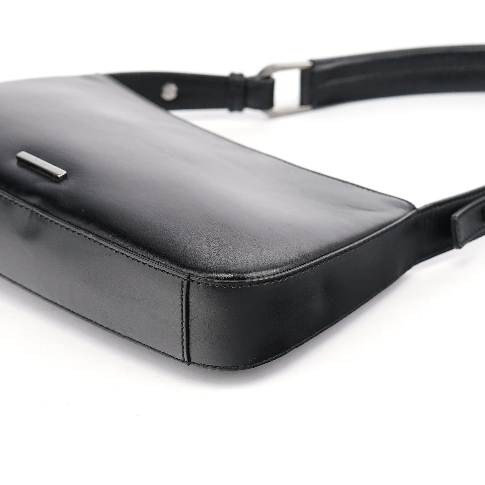 Black Calfskin Shoulder Bag