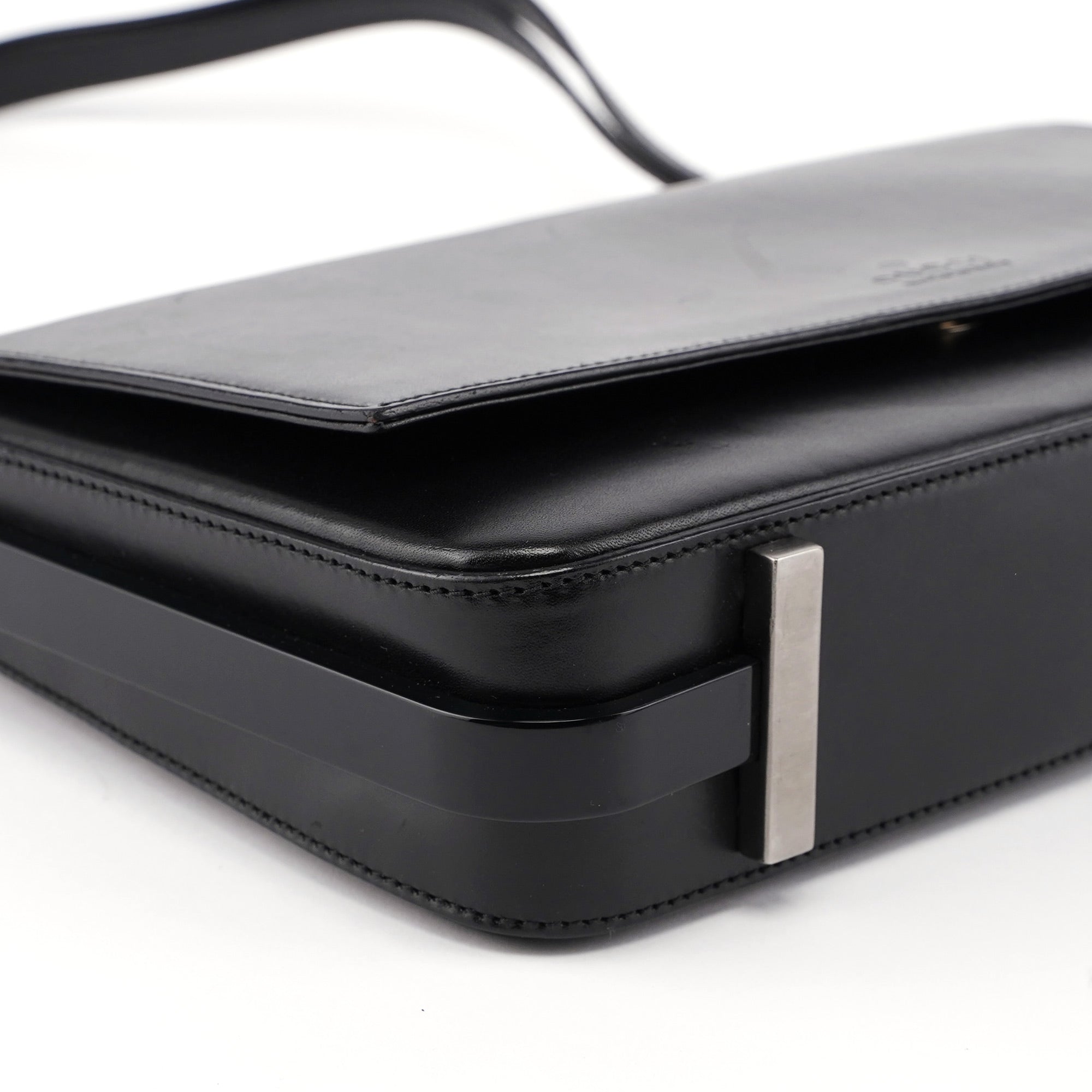 Black Calfskin Shoulder Bag