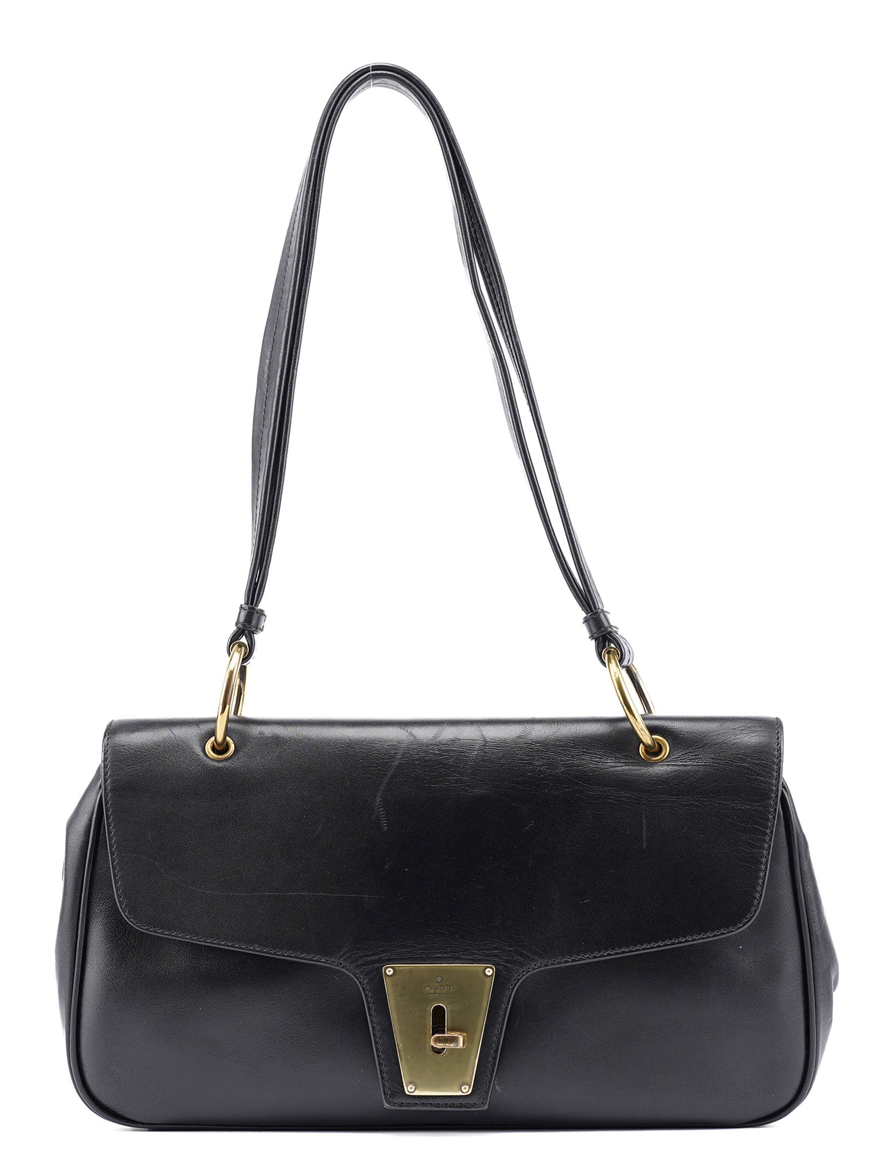 Black Calfskin Shoulder Bag