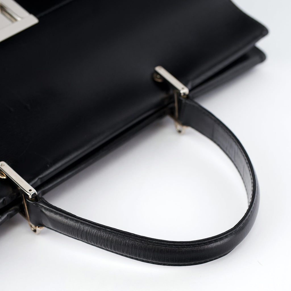 Black Calfskin Square G 2-Way Bag