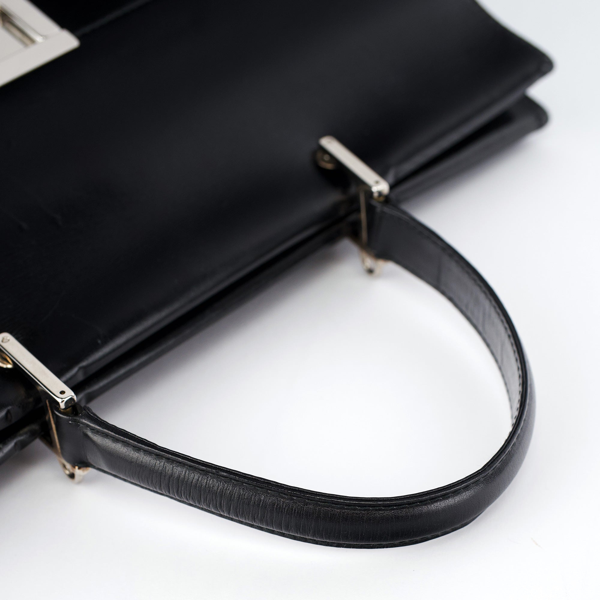 Black Calfskin Square G 2-Way Bag