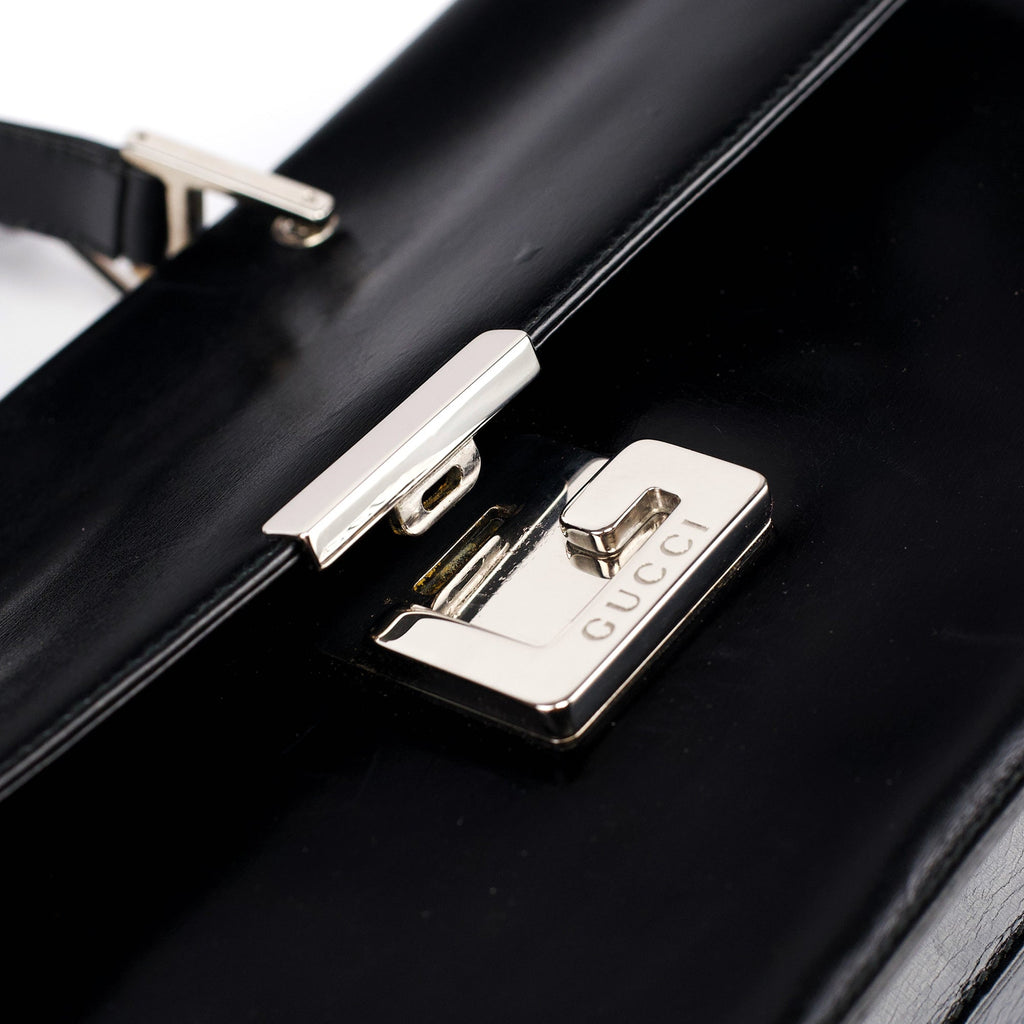 Black Calfskin Square G 2-Way Bag
