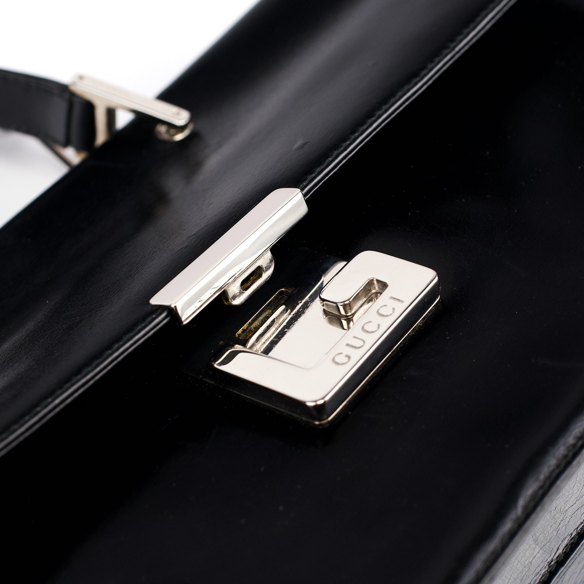 Black Calfskin Square G 2-Way Bag