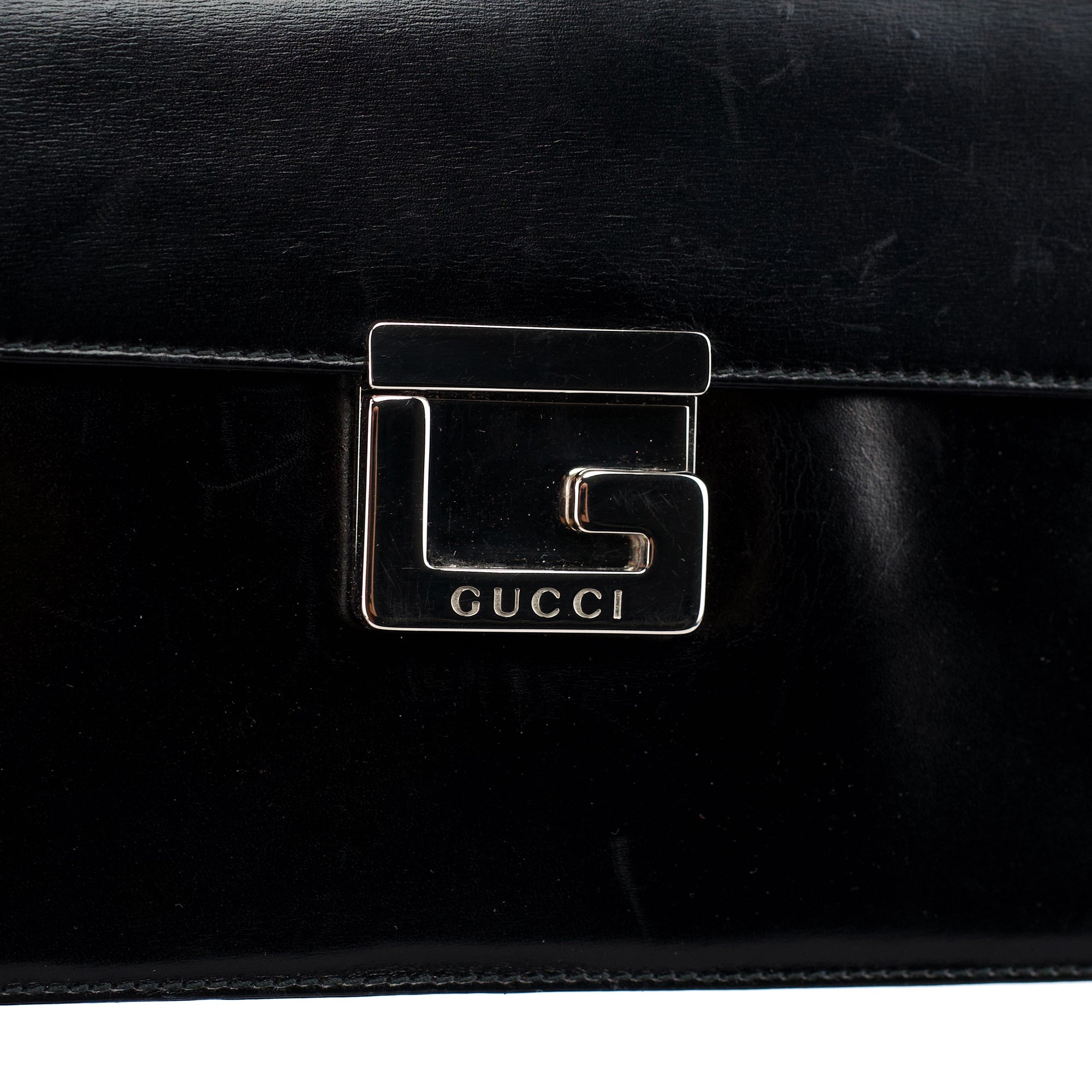 Black Calfskin Square G 2-Way Bag