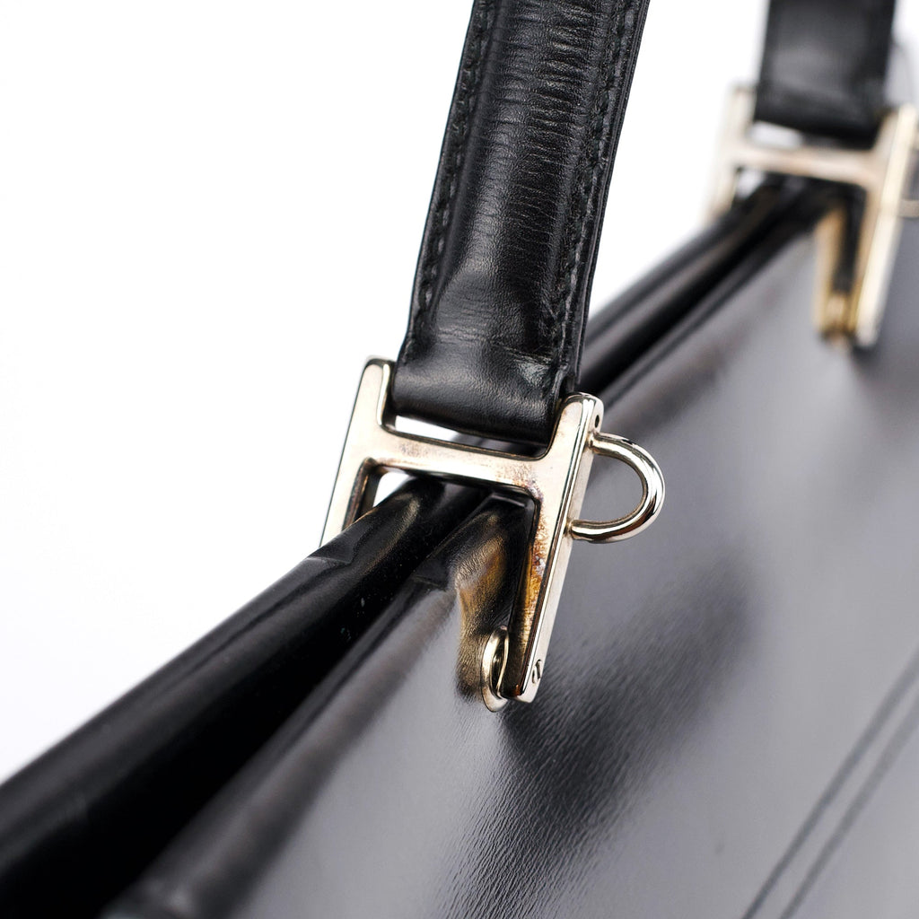 Black Calfskin Square G 2-Way Bag