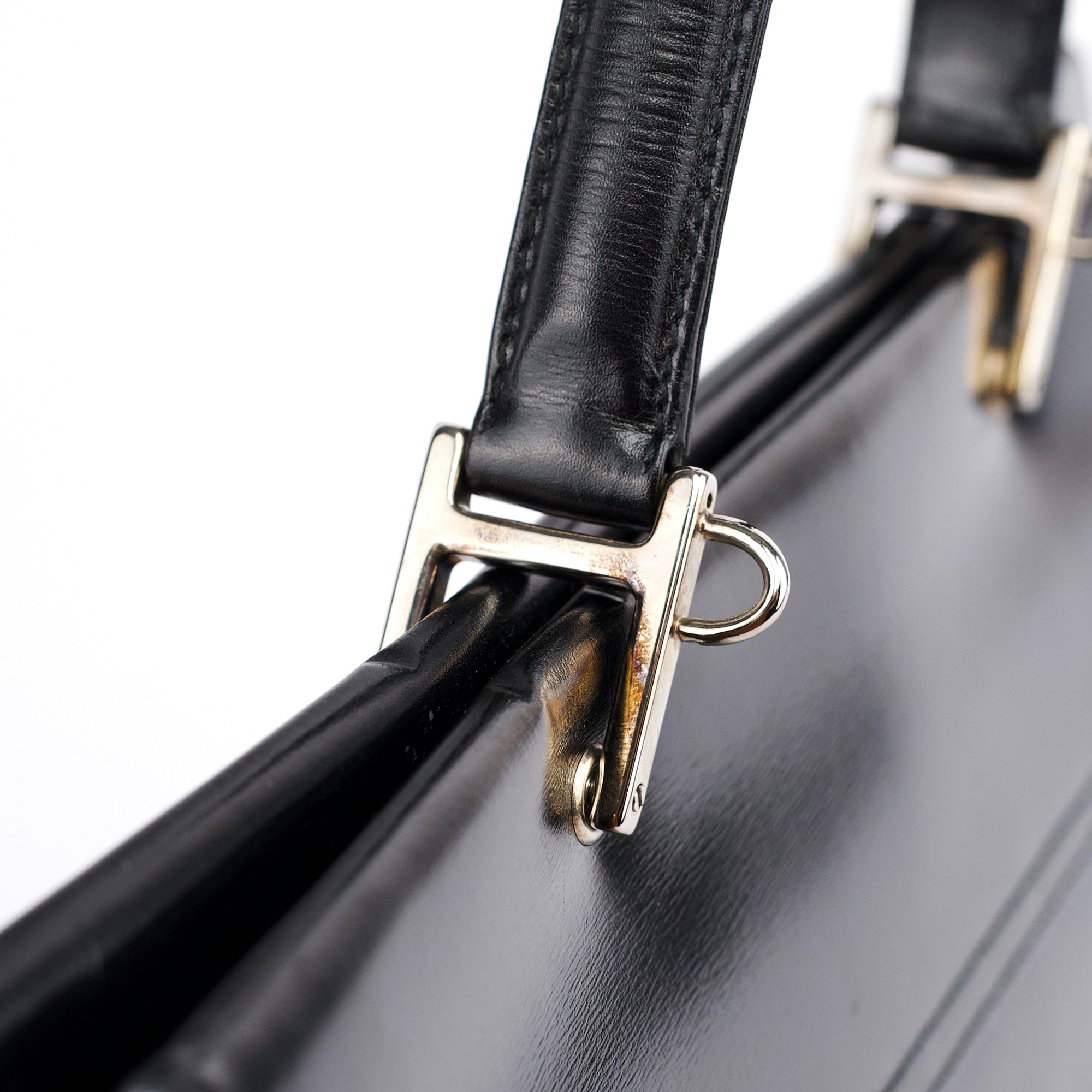 Black Calfskin Square G 2-Way Bag