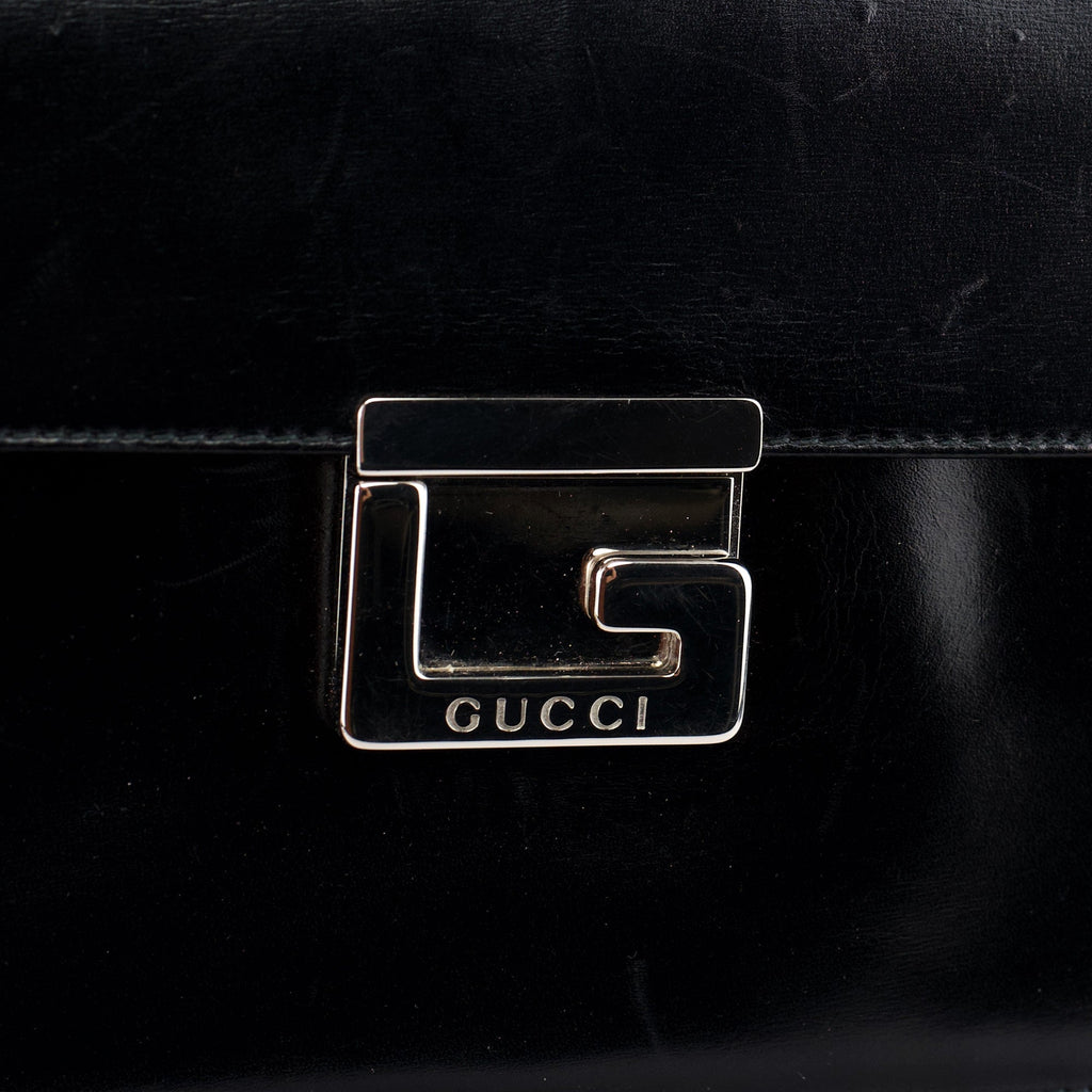 Black Calfskin Square G 2-Way Bag