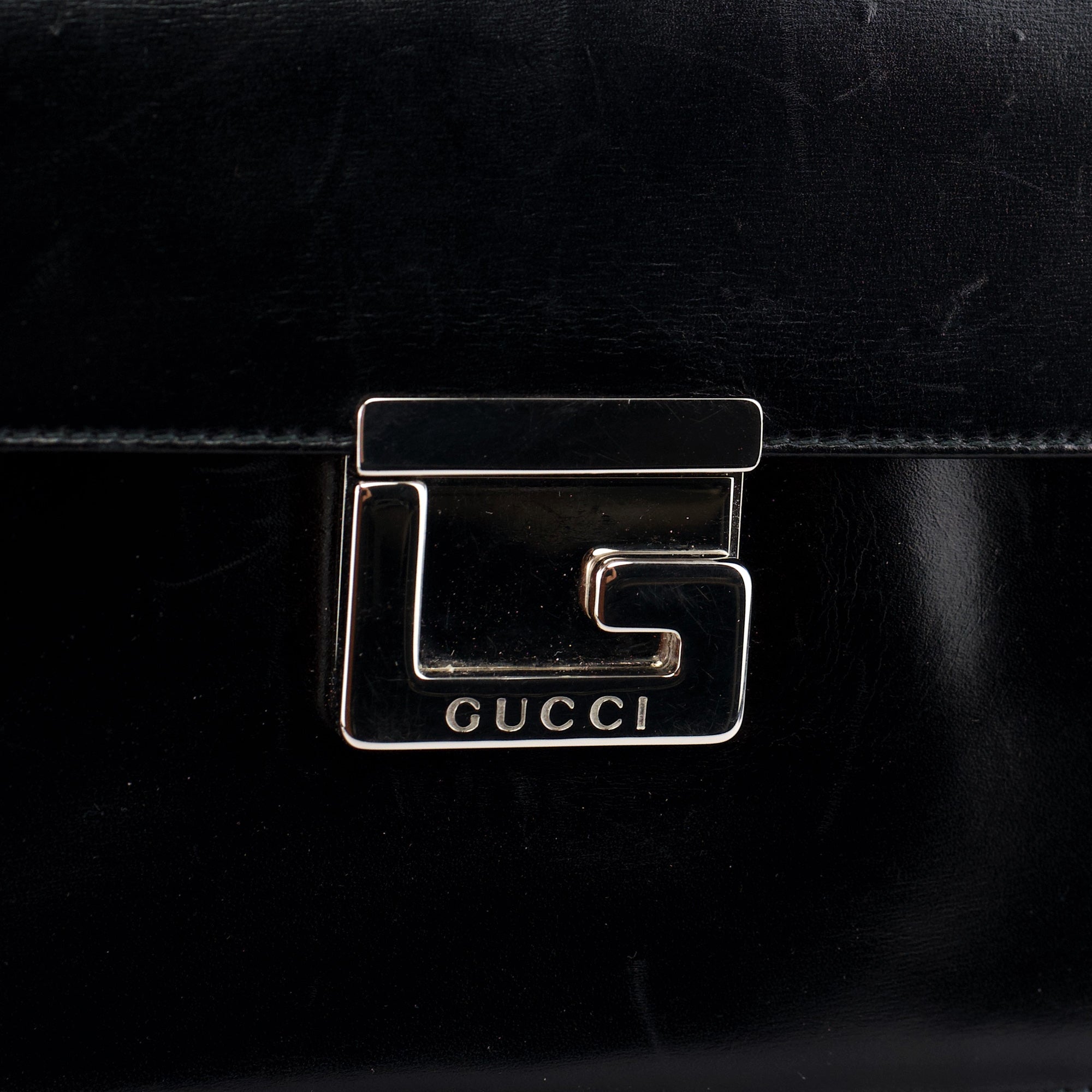 Black Calfskin Square G 2-Way Bag