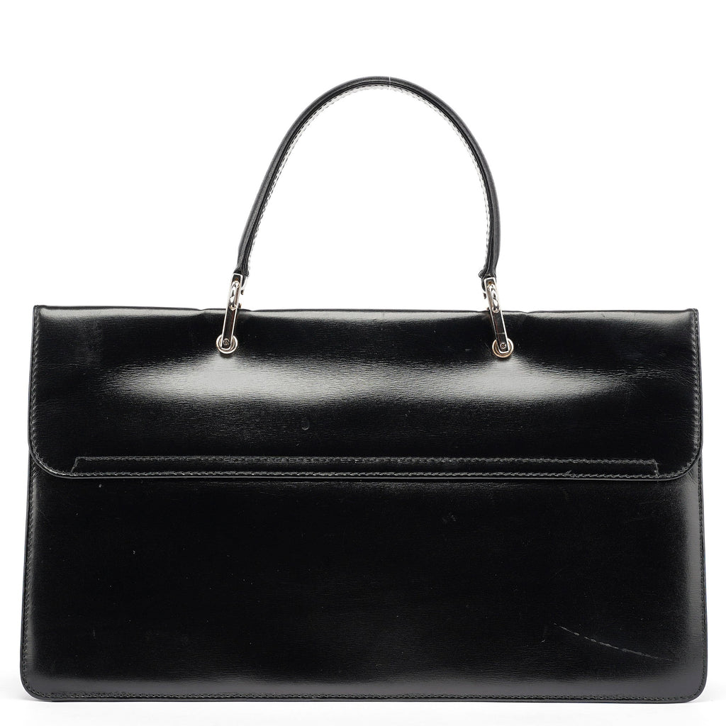 Black Calfskin Square G 2-Way Bag