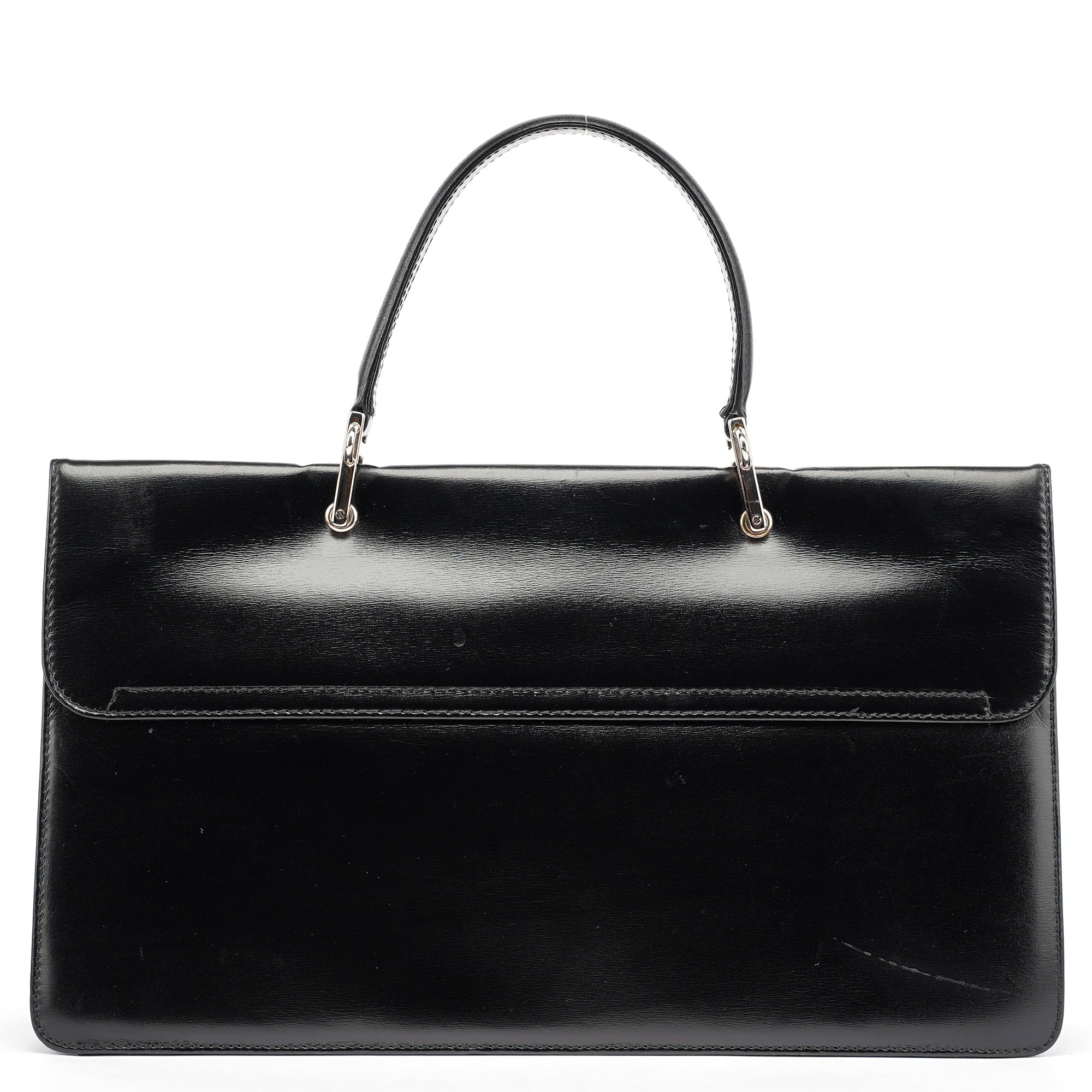 Black Calfskin Square G 2-Way Bag