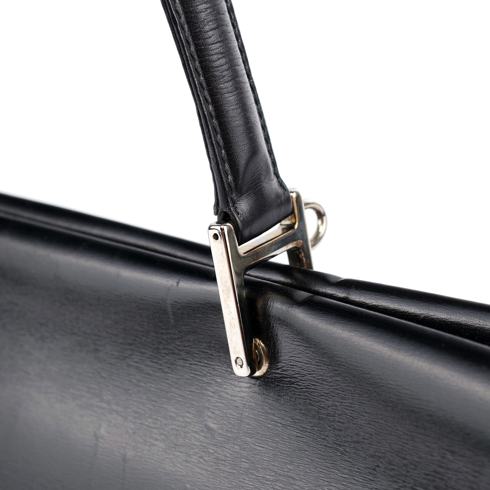 Black Calfskin Square G 2-Way Bag