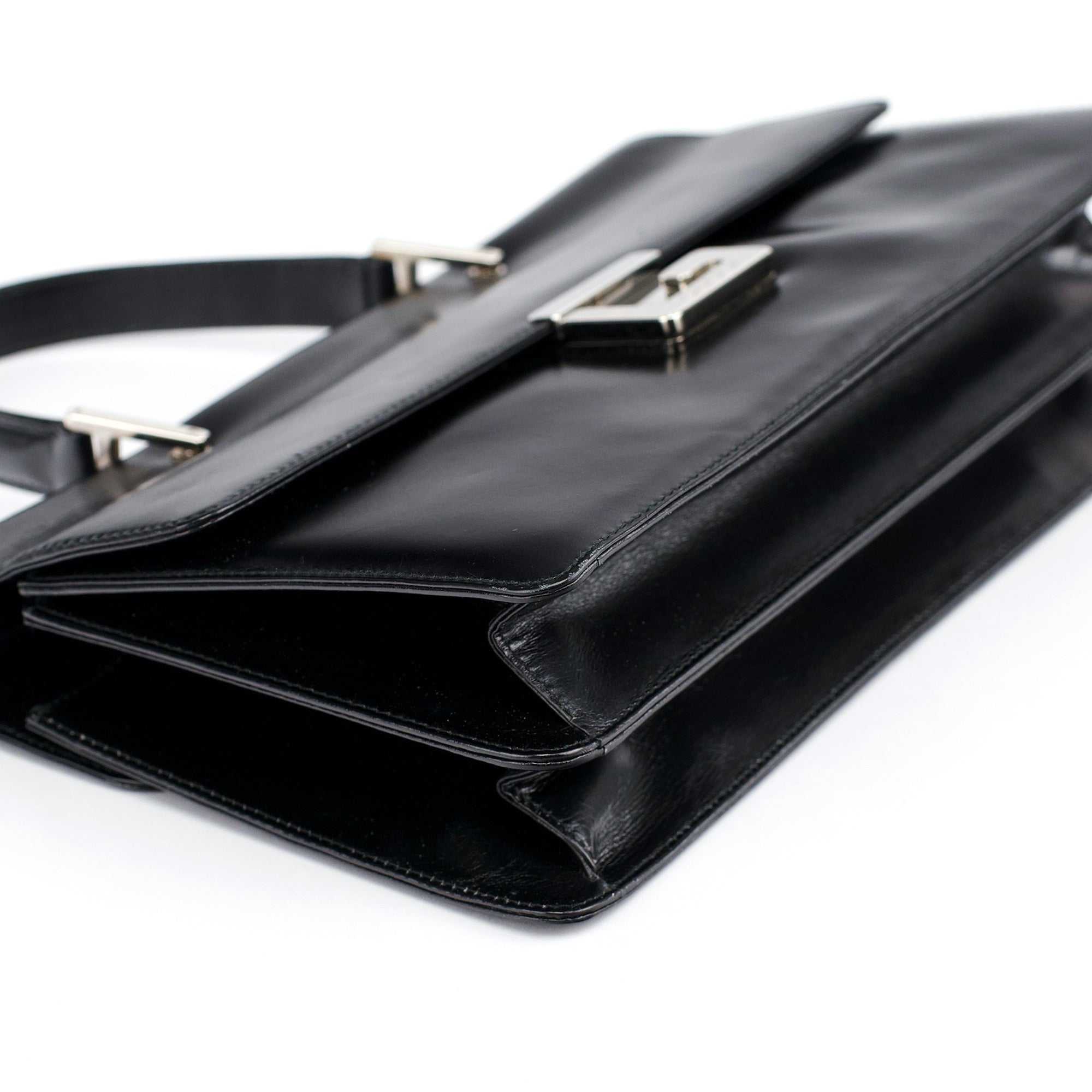Black Calfskin Square G 2-Way Bag