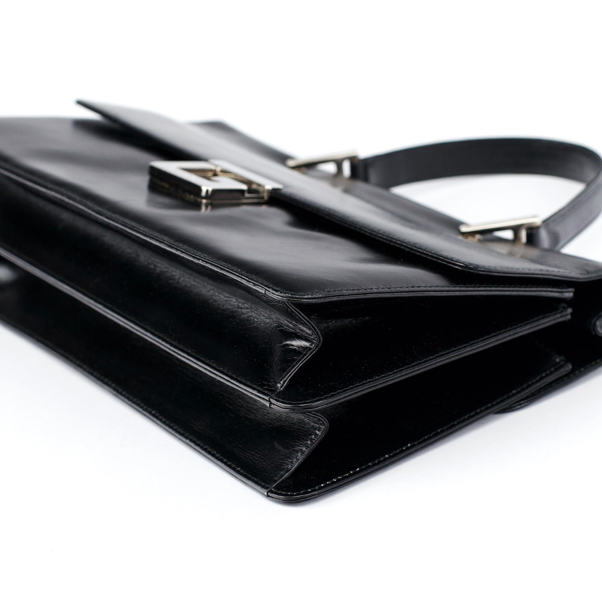 Black Calfskin Square G 2-Way Bag