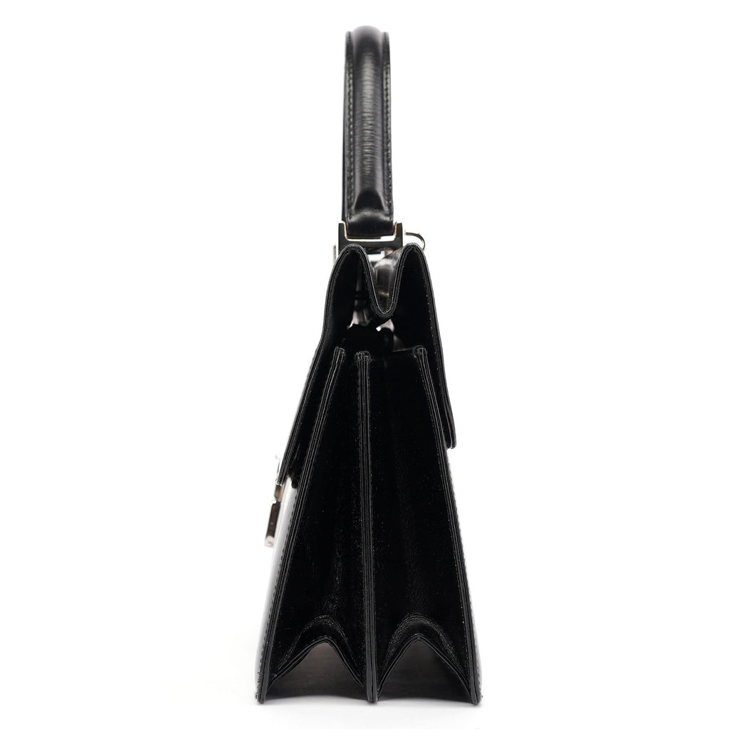 Black Calfskin Square G 2-Way Bag
