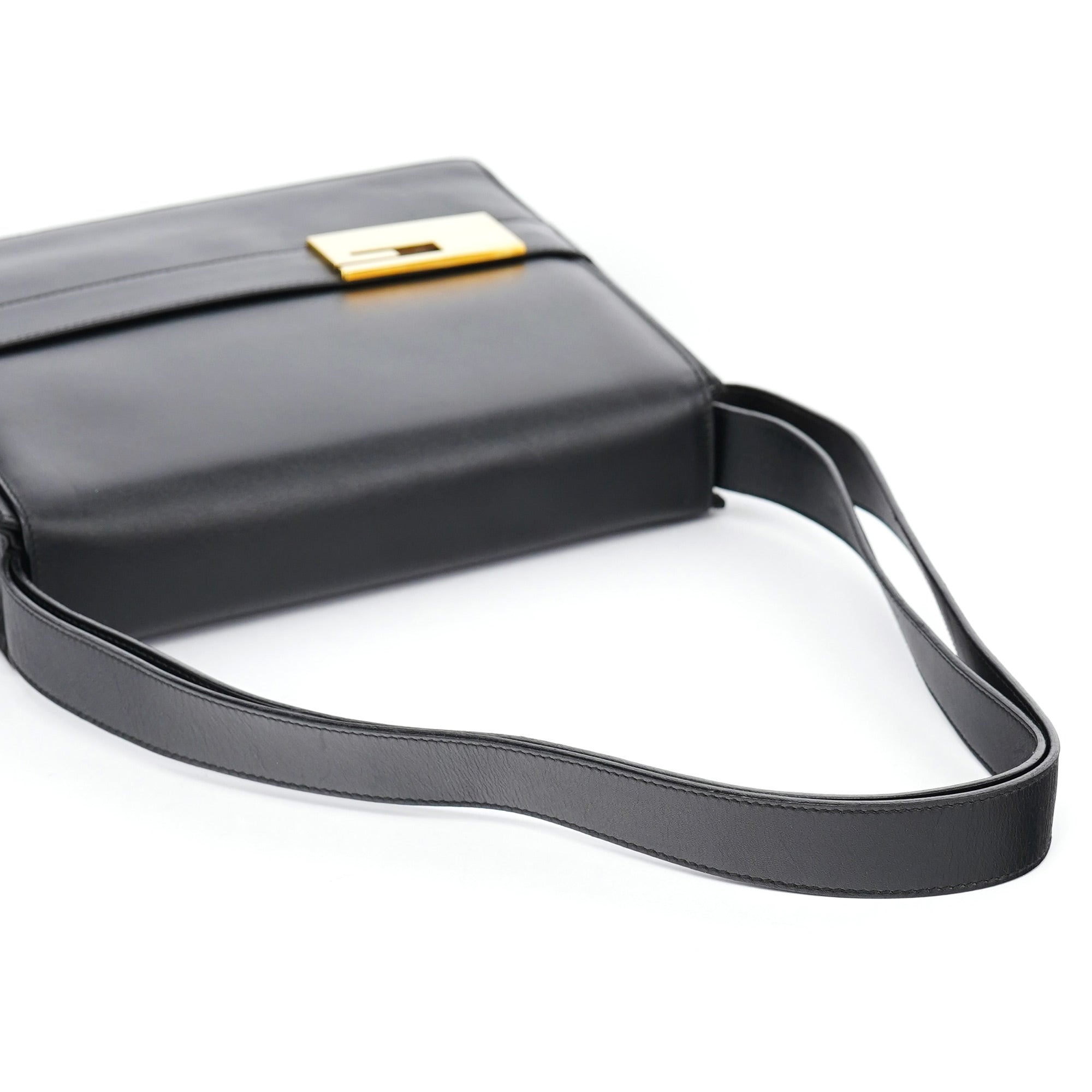 Black Calfskin Square G Shoulder Bag