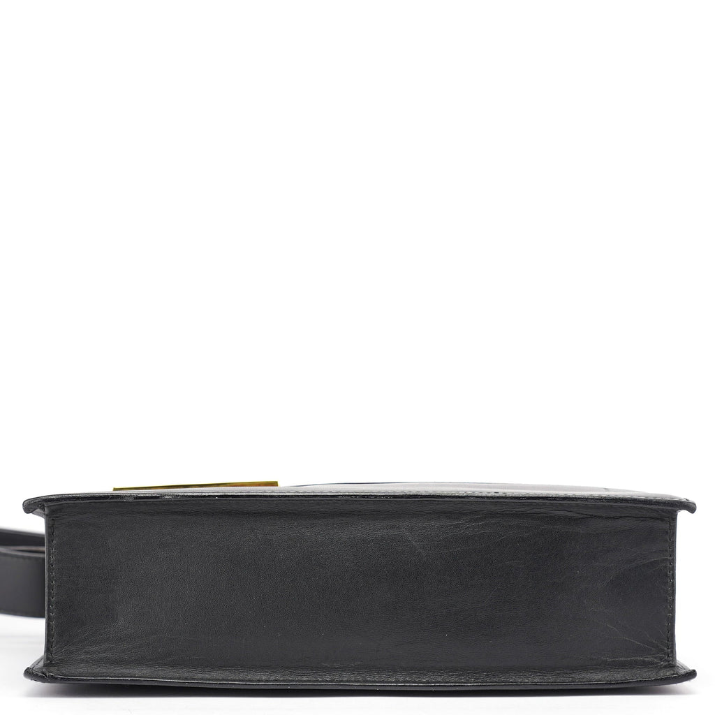 Black Calfskin Square G Shoulder Bag