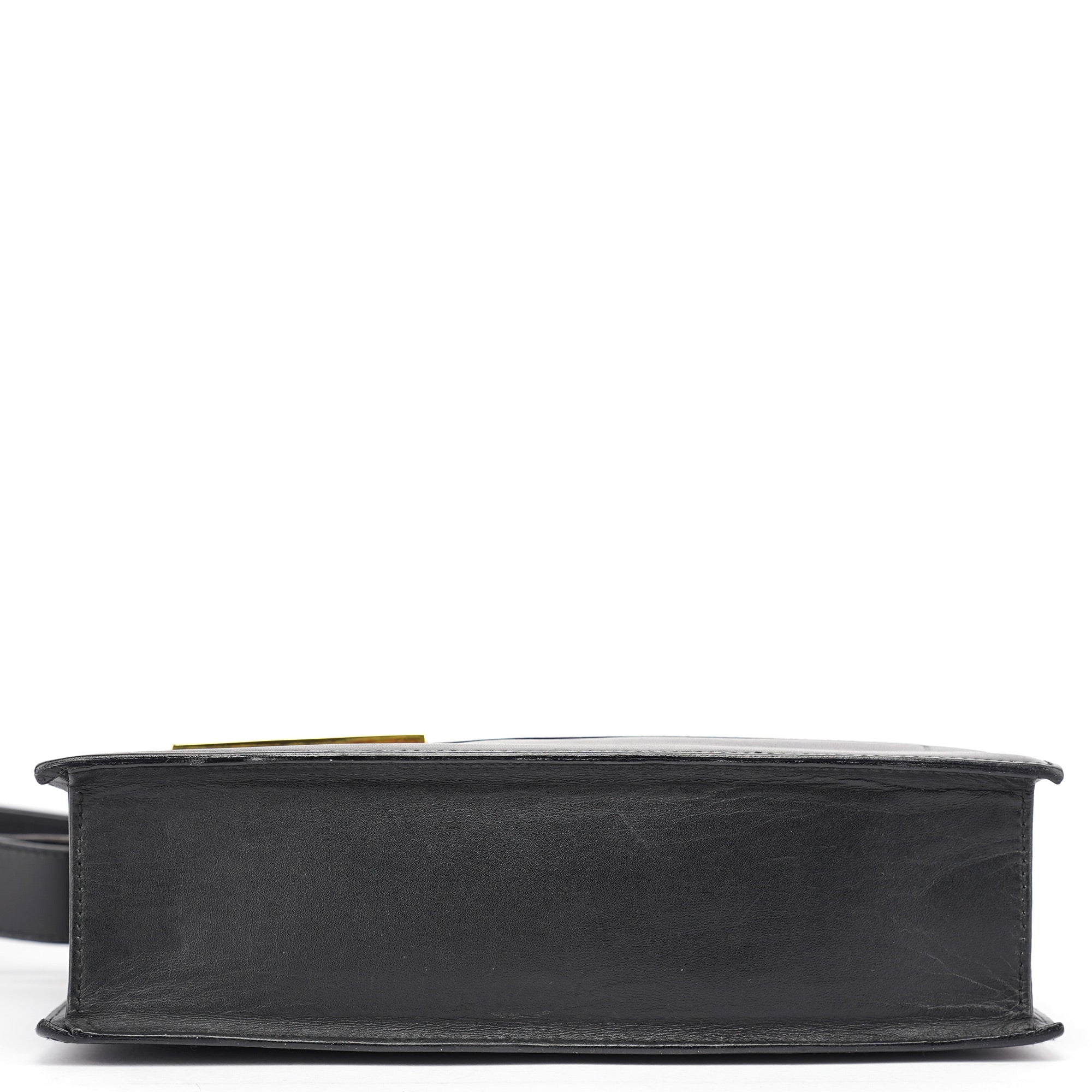 Black Calfskin Square G Shoulder Bag