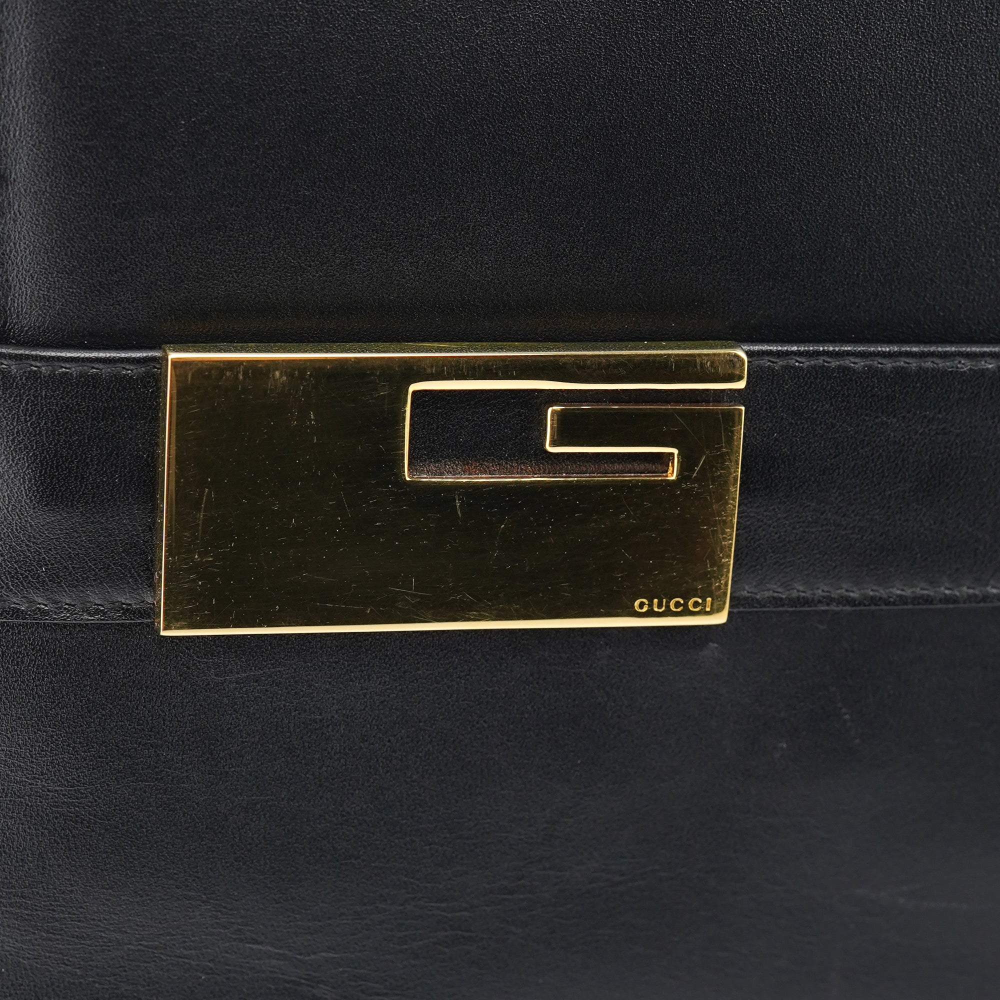 Black Calfskin Square G Shoulder Bag
