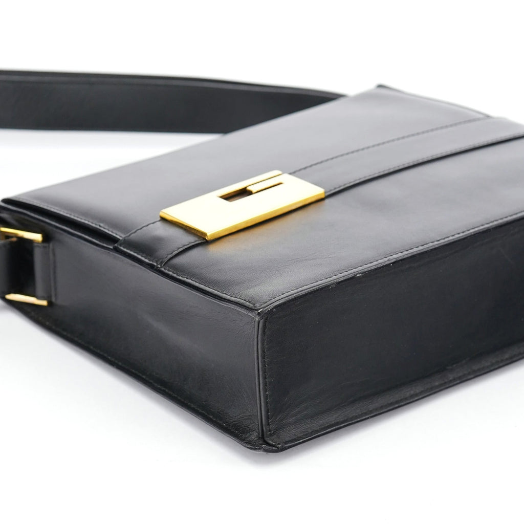 Black Calfskin Square G Shoulder Bag