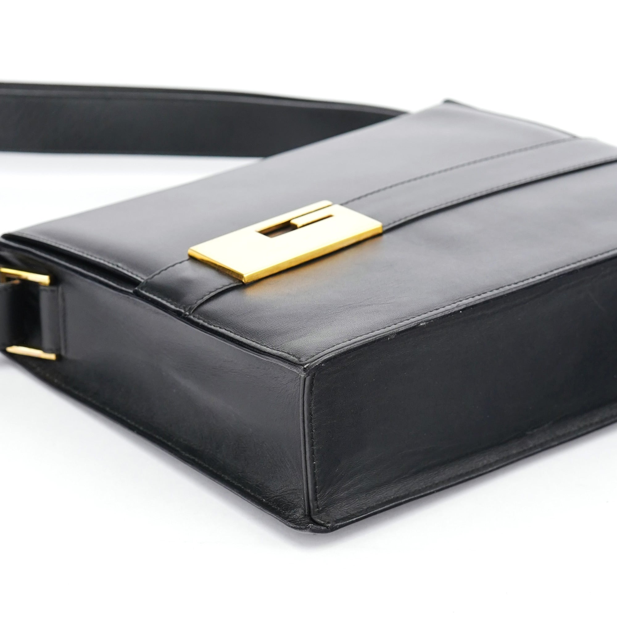 Black Calfskin Square G Shoulder Bag