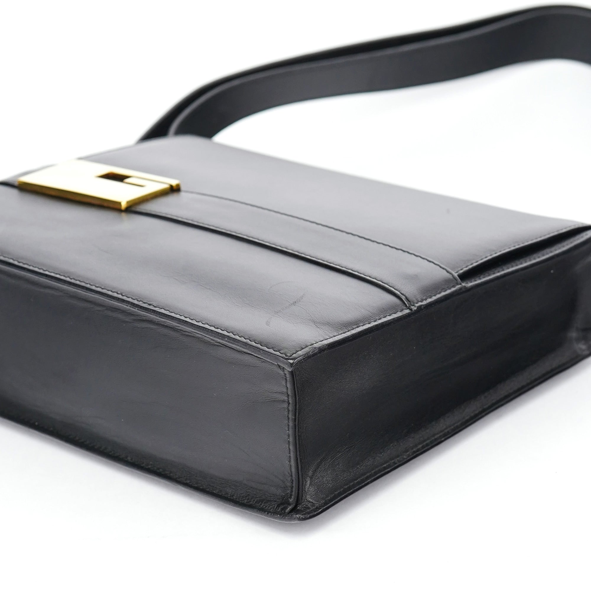 Black Calfskin Square G Shoulder Bag