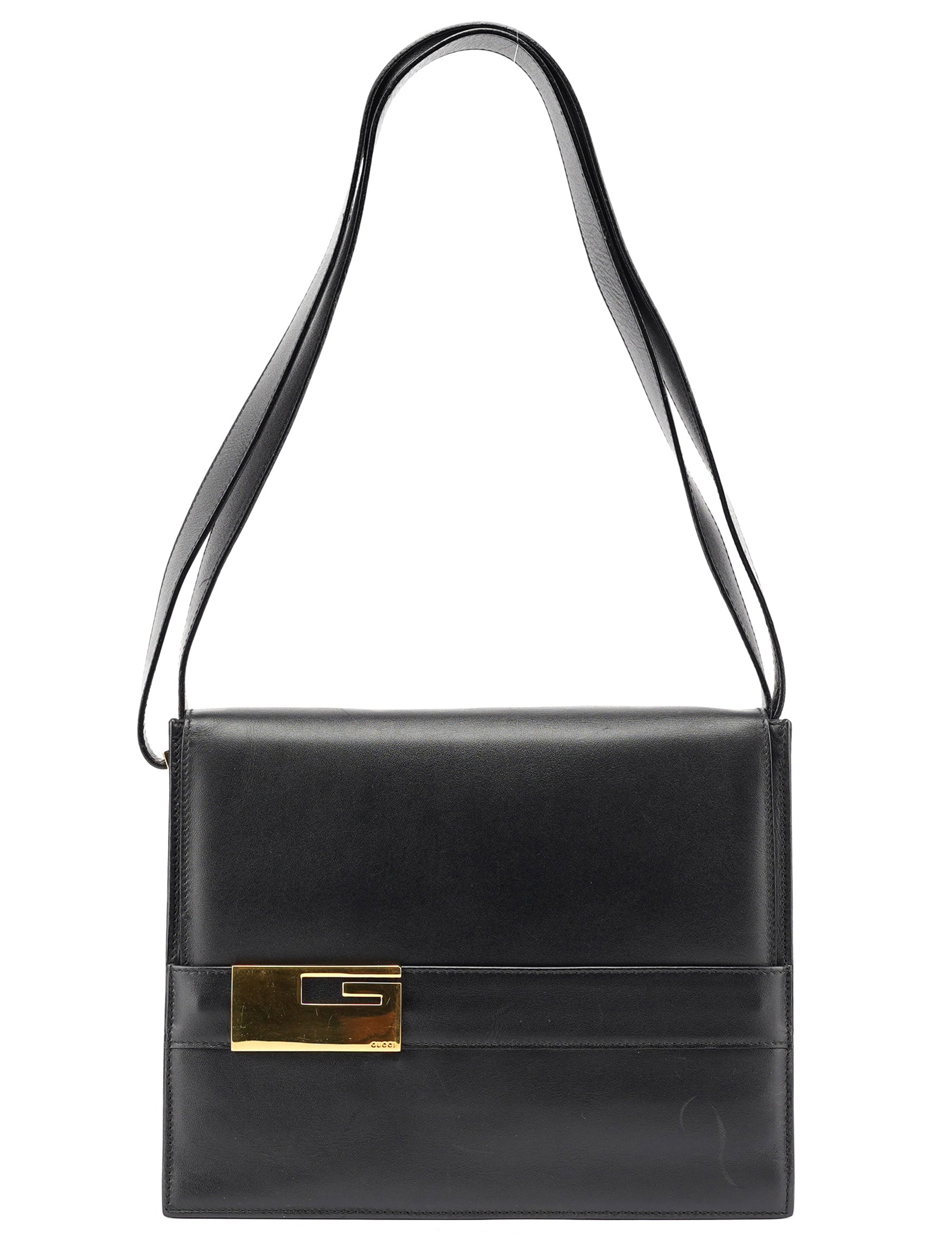 Black Calfskin Square G Shoulder Bag