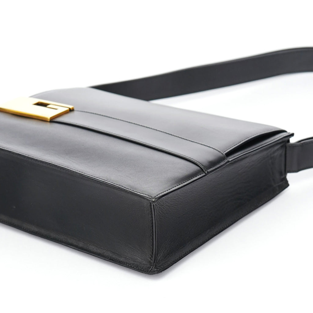Black Calfskin Square G Shoulder Bag