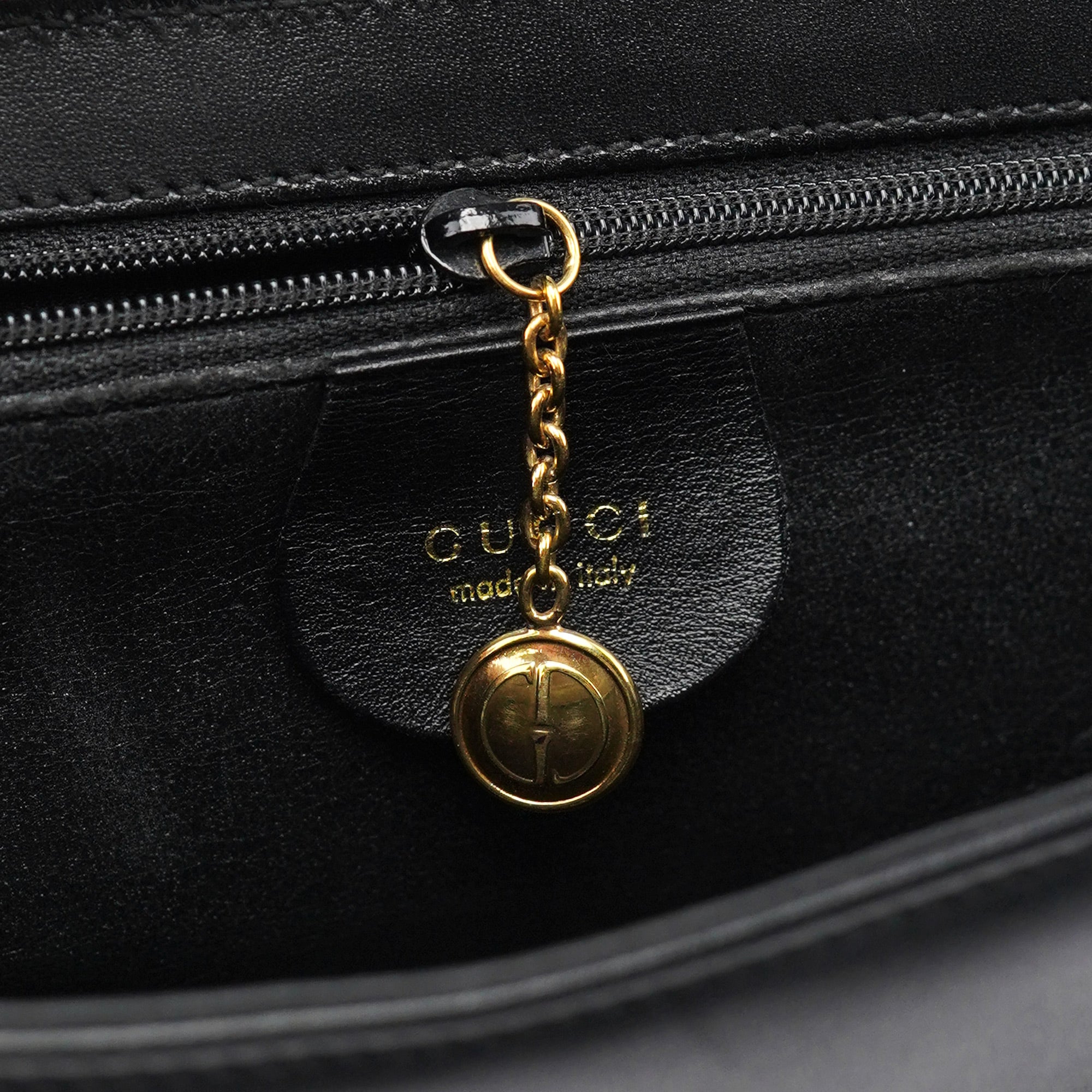 Black Calfskin Square G Shoulder Bag