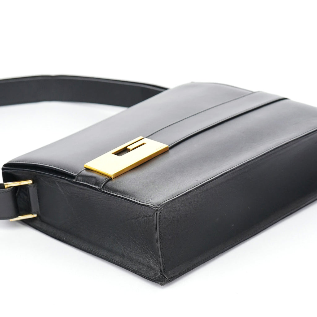 Black Calfskin Square G Shoulder Bag