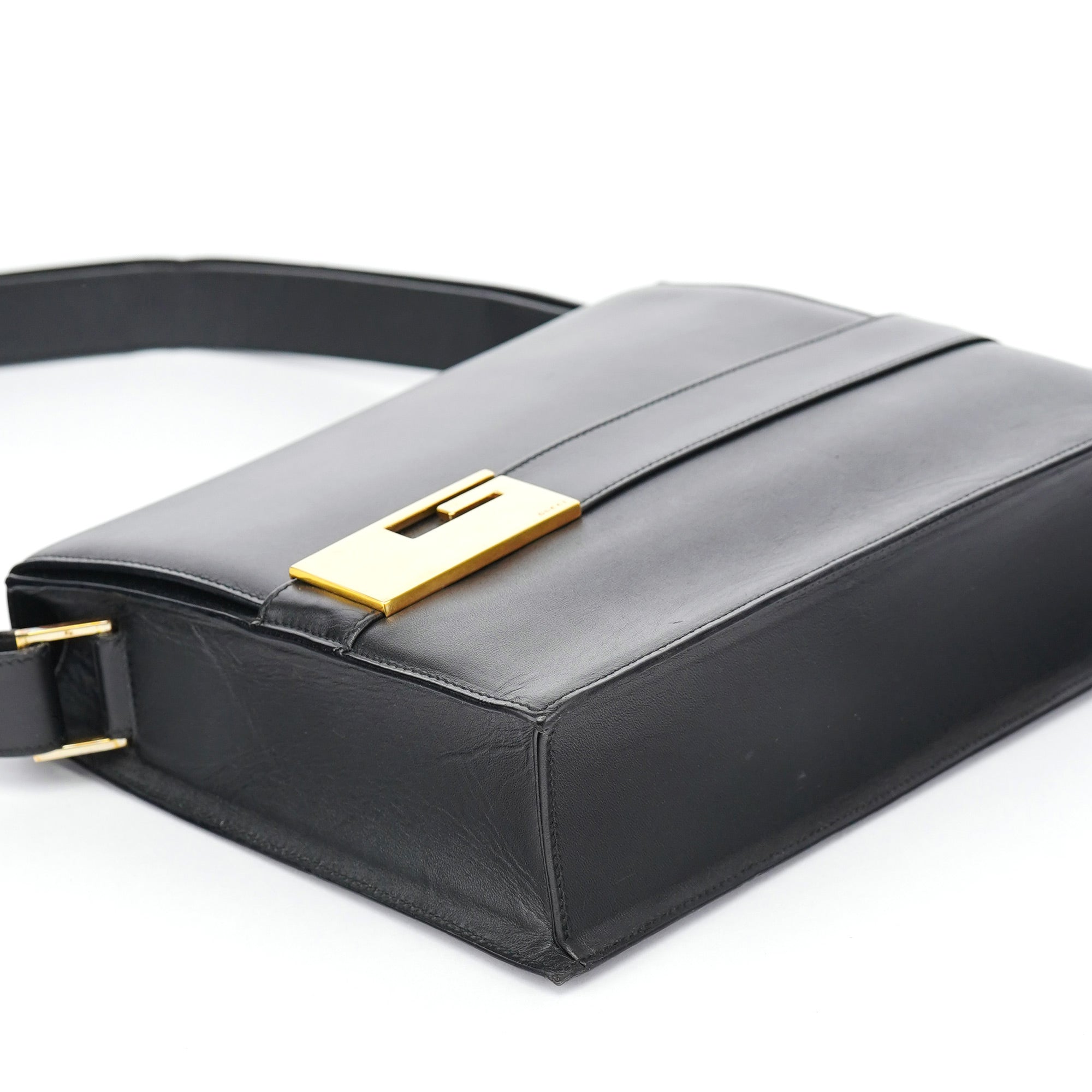 Black Calfskin Square G Shoulder Bag