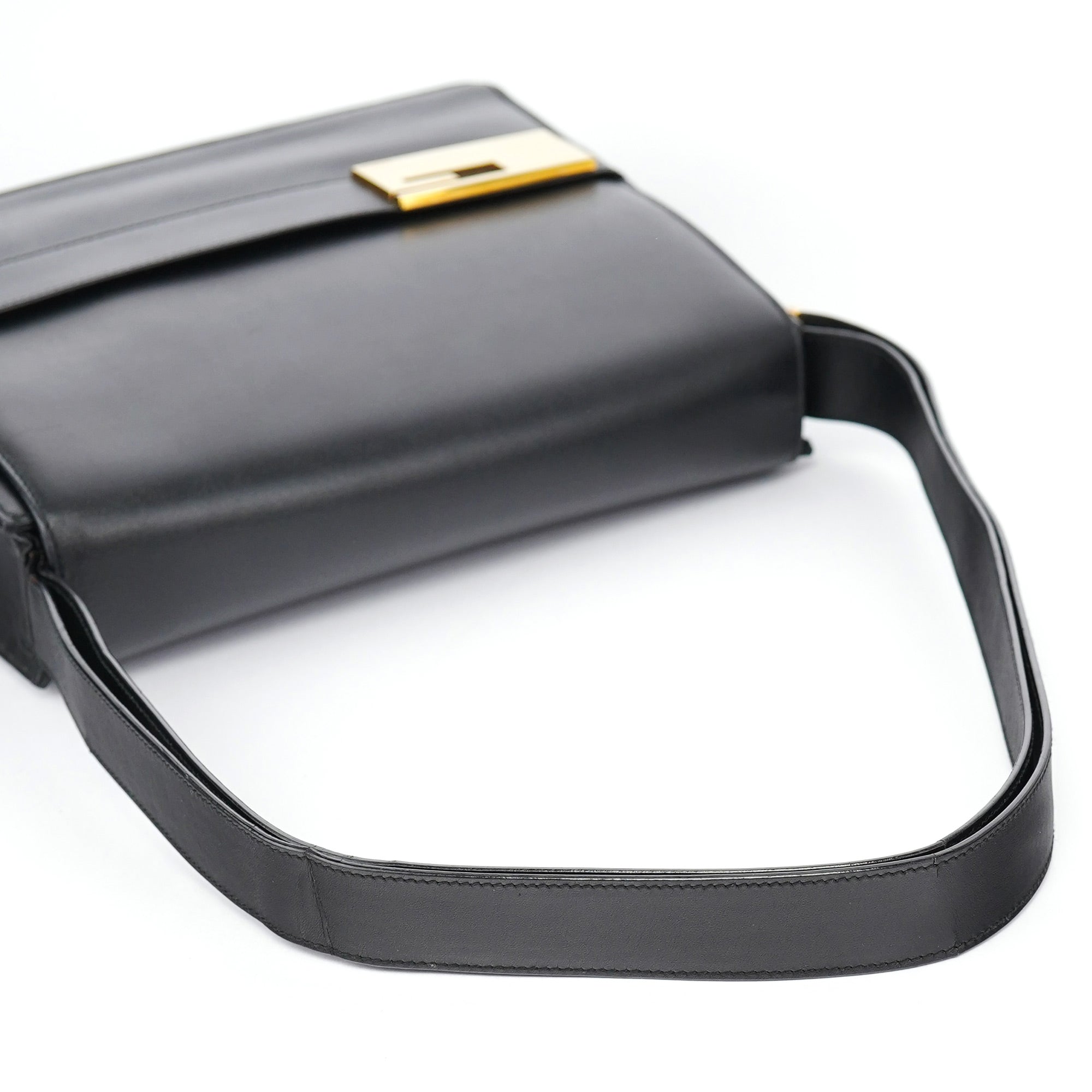 Black Calfskin Square G Shoulder Bag